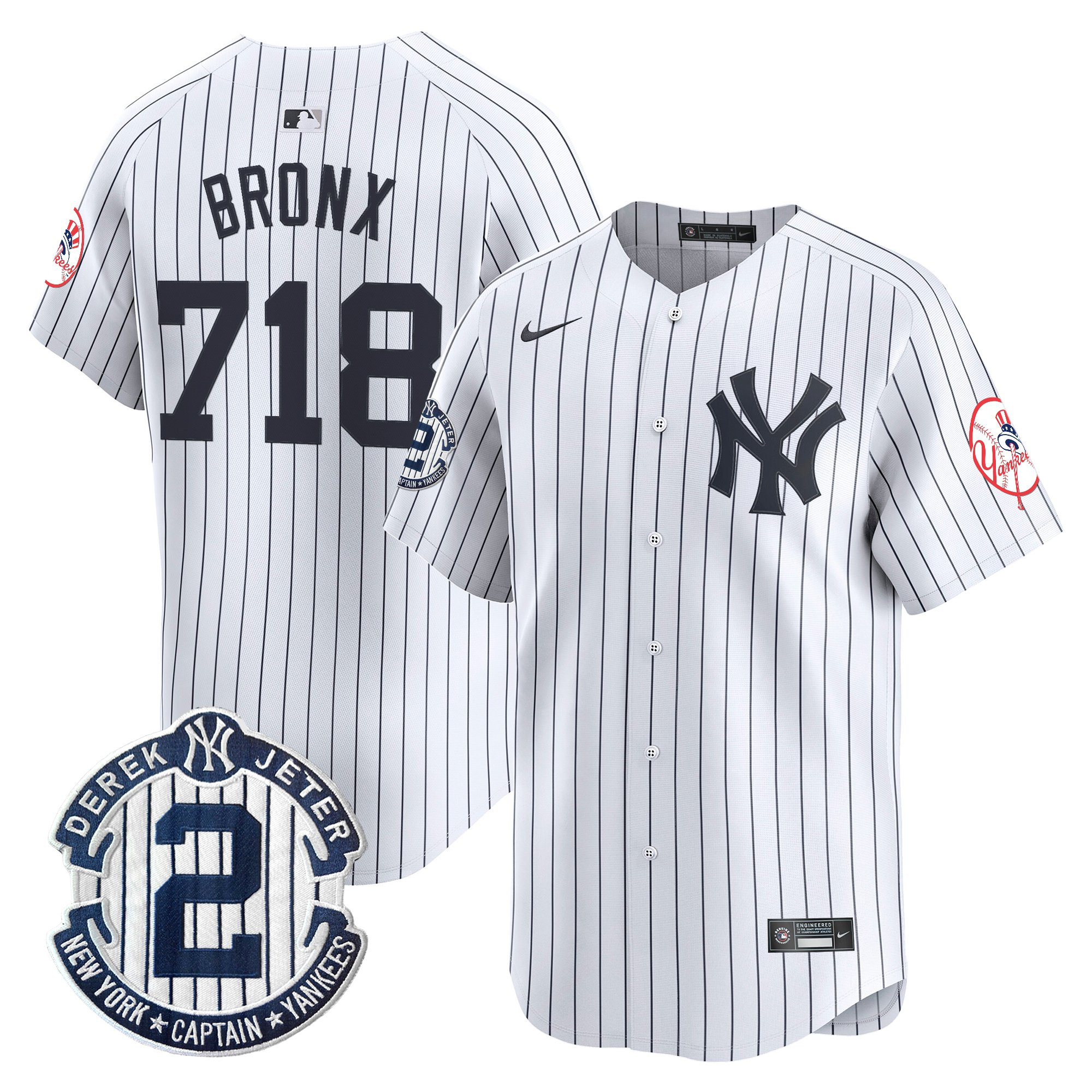 Men's New York Yankees Throwback Vapor Premier Limited Jersey - Derek Jeter Patch - All Stitched - Image 21