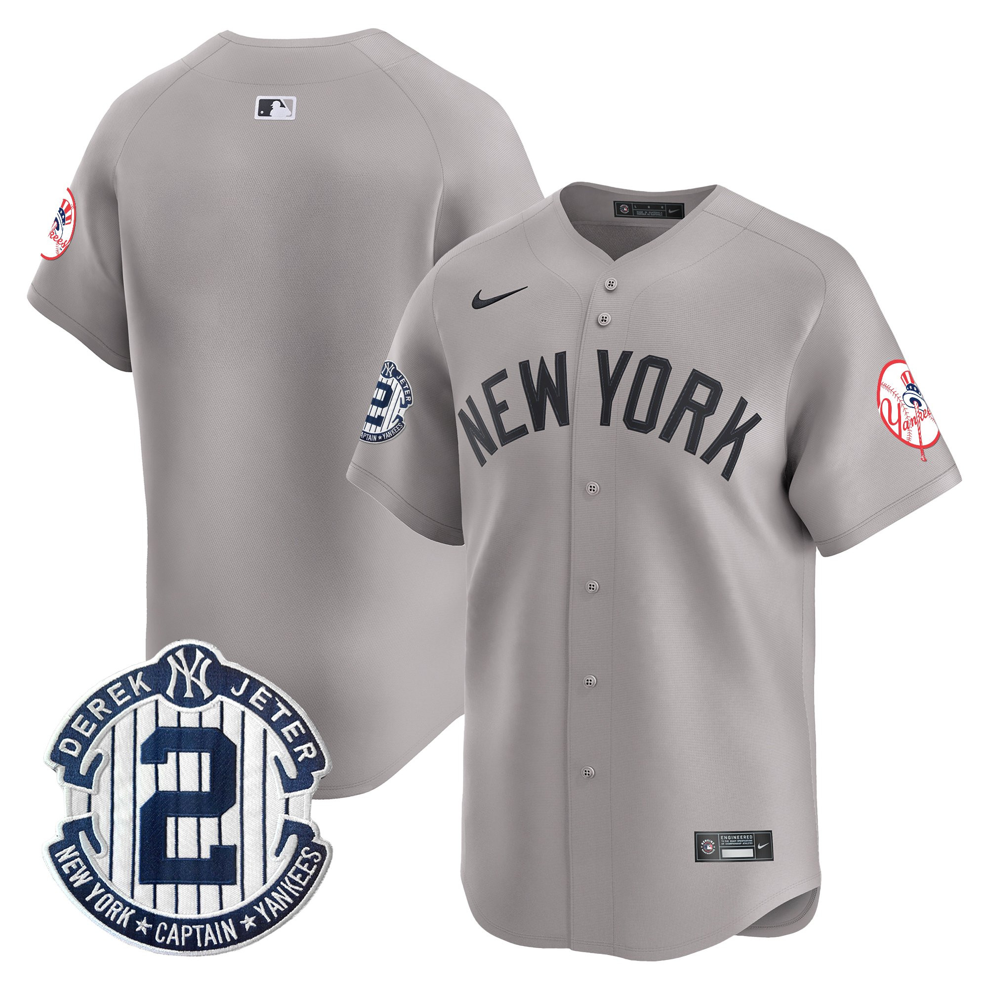 Men's New York Yankees Throwback Vapor Premier Limited Jersey - Derek Jeter Patch - All Stitched - Image 36