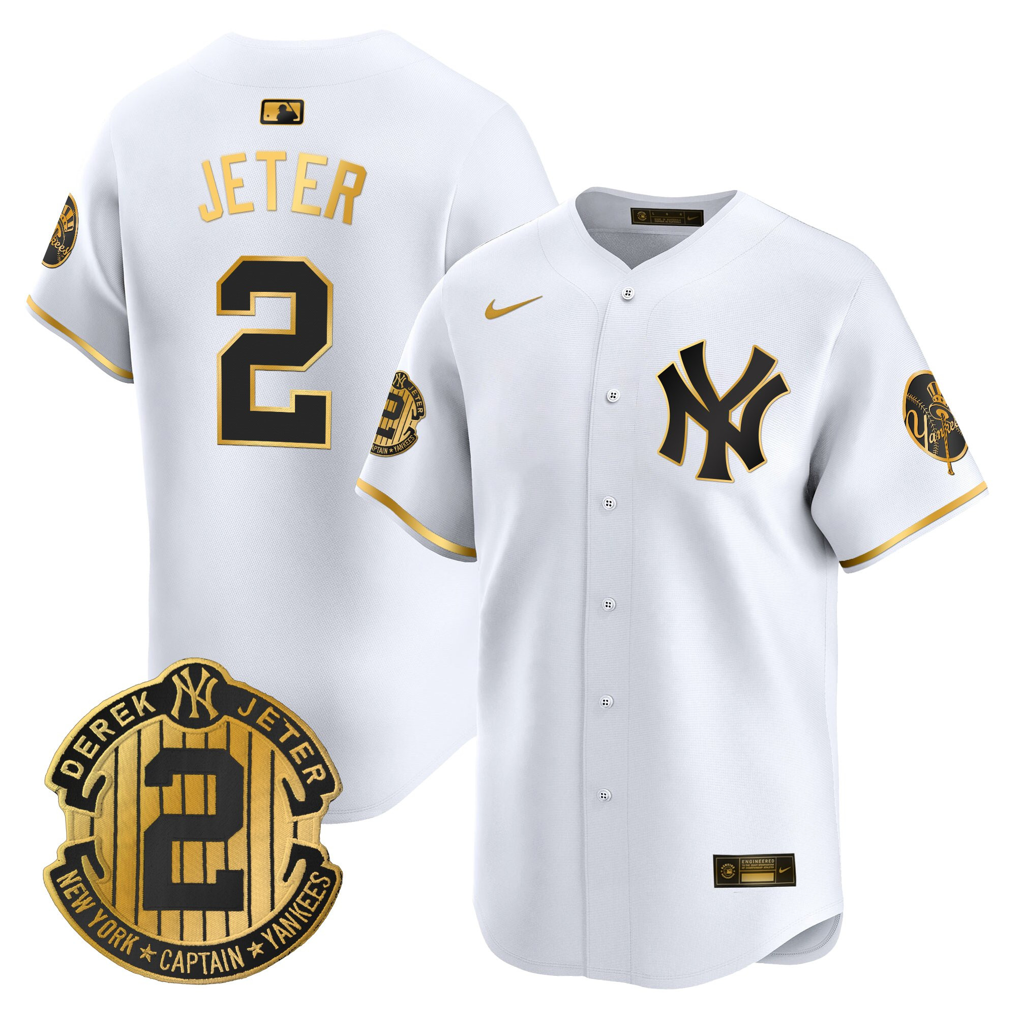 Men's New York Yankees Throwback Vapor Premier Limited Jersey - Derek Jeter Patch - All Stitched - Image 7