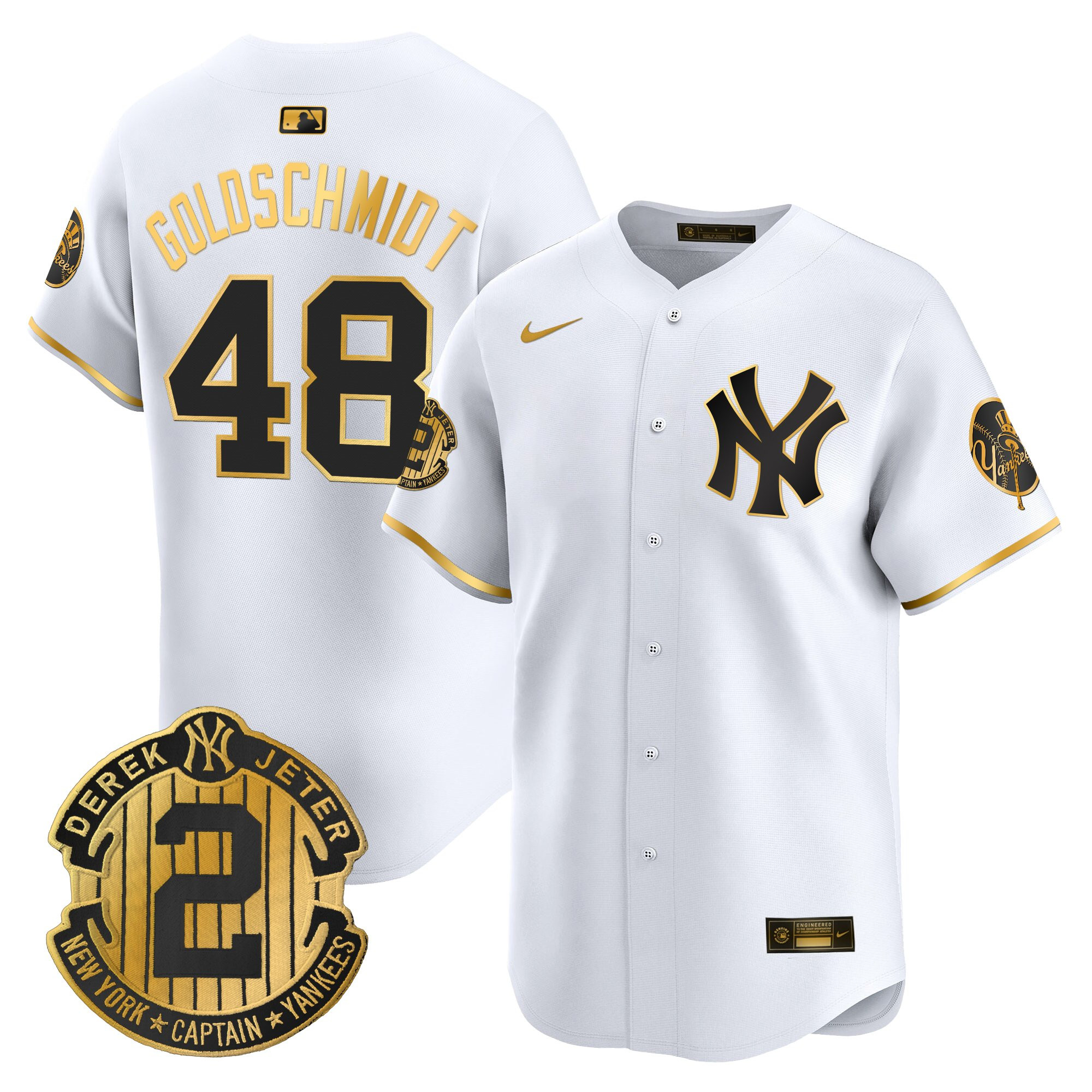 Men's New York Yankees Throwback Vapor Premier Limited Jersey - Derek Jeter Patch - All Stitched - Image 8