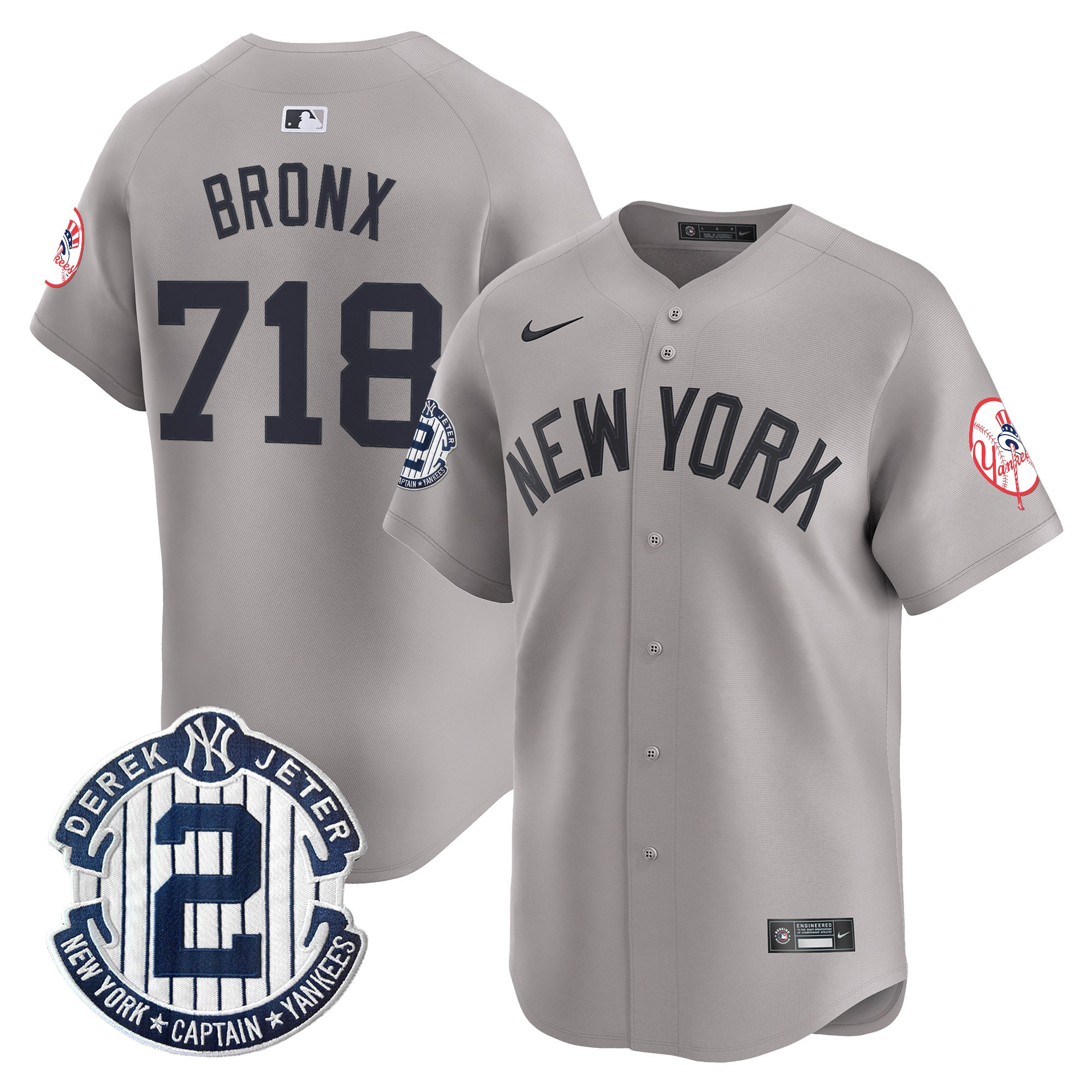 Men's New York Yankees Throwback Vapor Premier Limited Jersey - Derek Jeter Patch - All Stitched - Image 30
