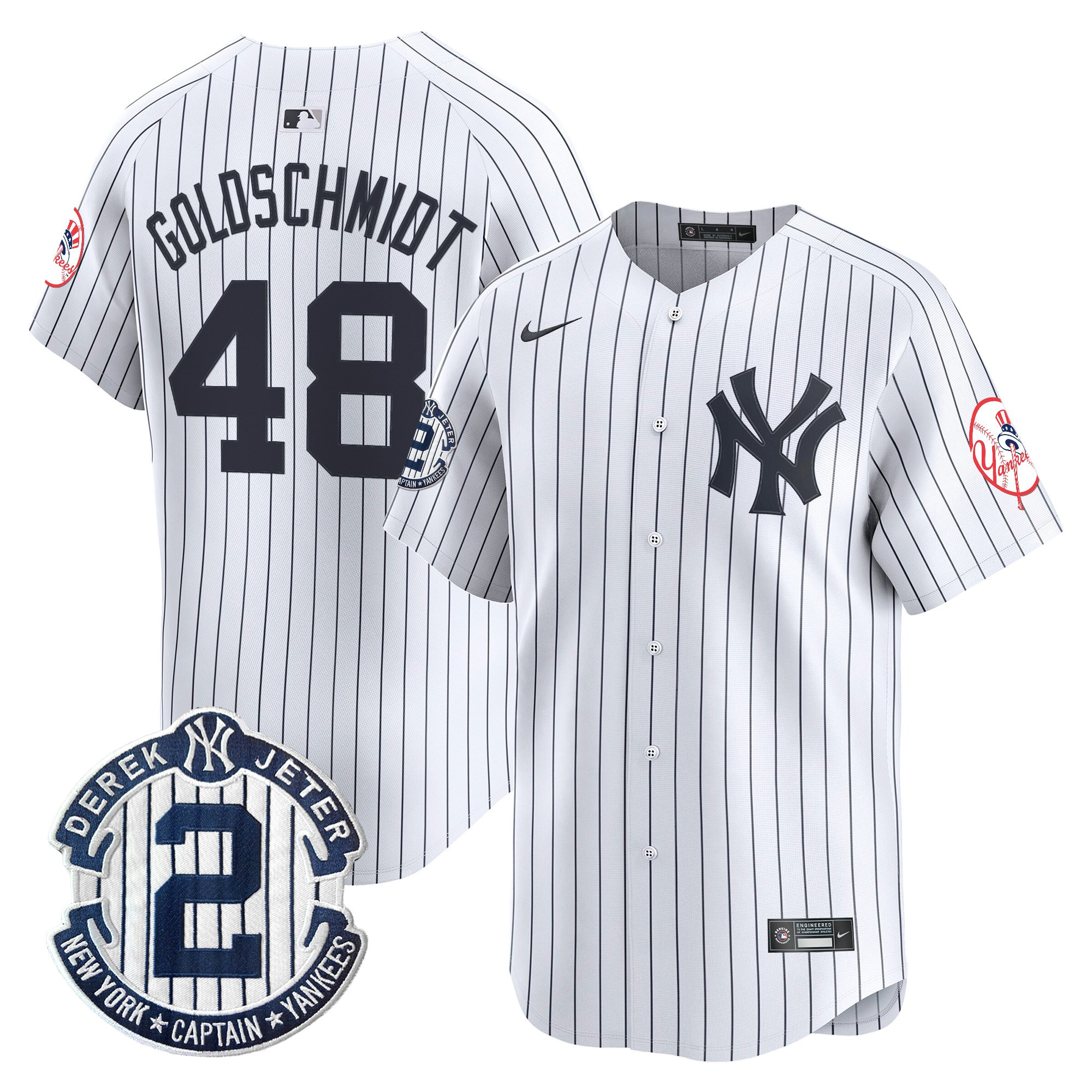 Men's New York Yankees Throwback Vapor Premier Limited Jersey - Derek Jeter Patch - All Stitched - Image 26