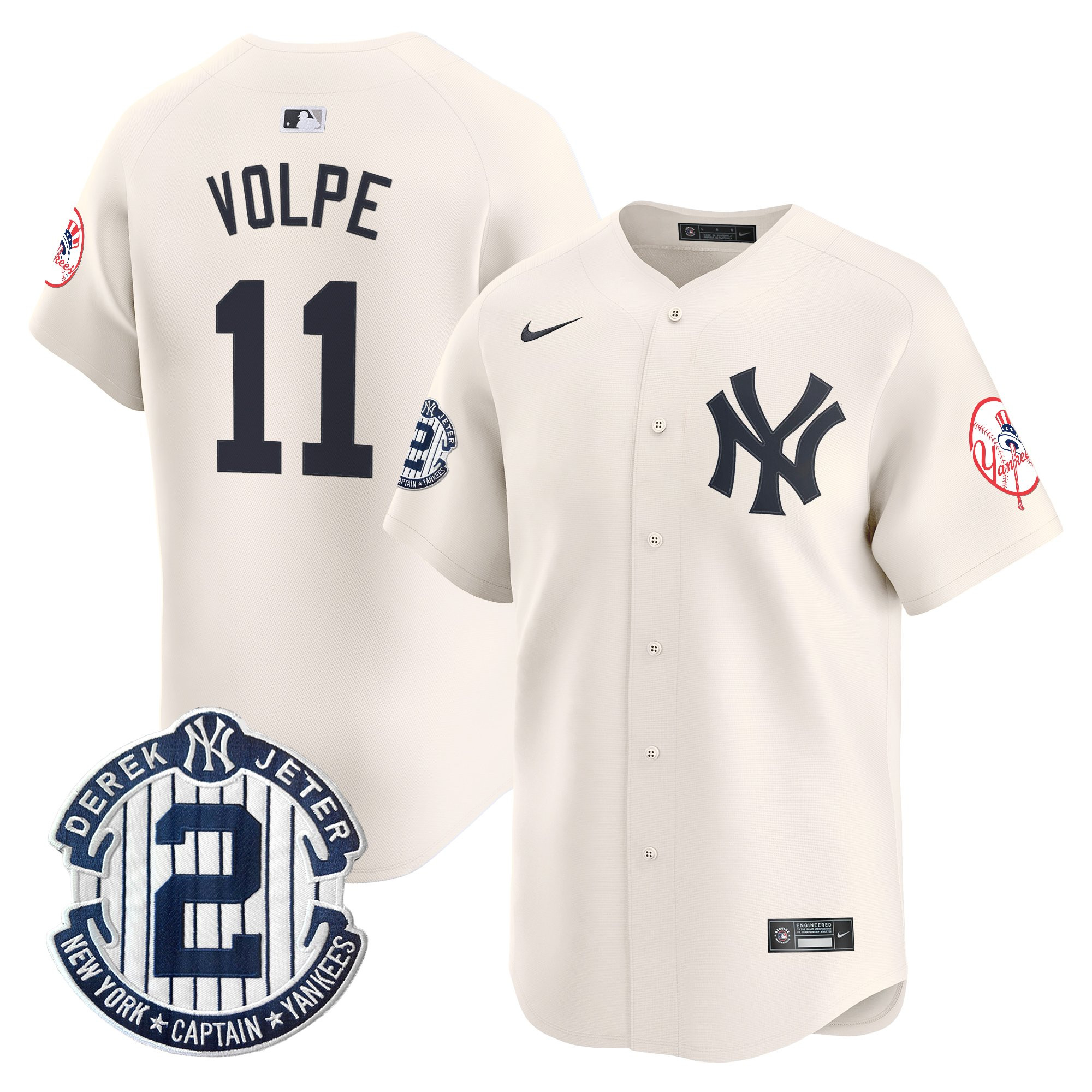 Men's New York Yankees Throwback Vapor Premier Limited Jersey - Derek Jeter Patch - All Stitched - Image 49