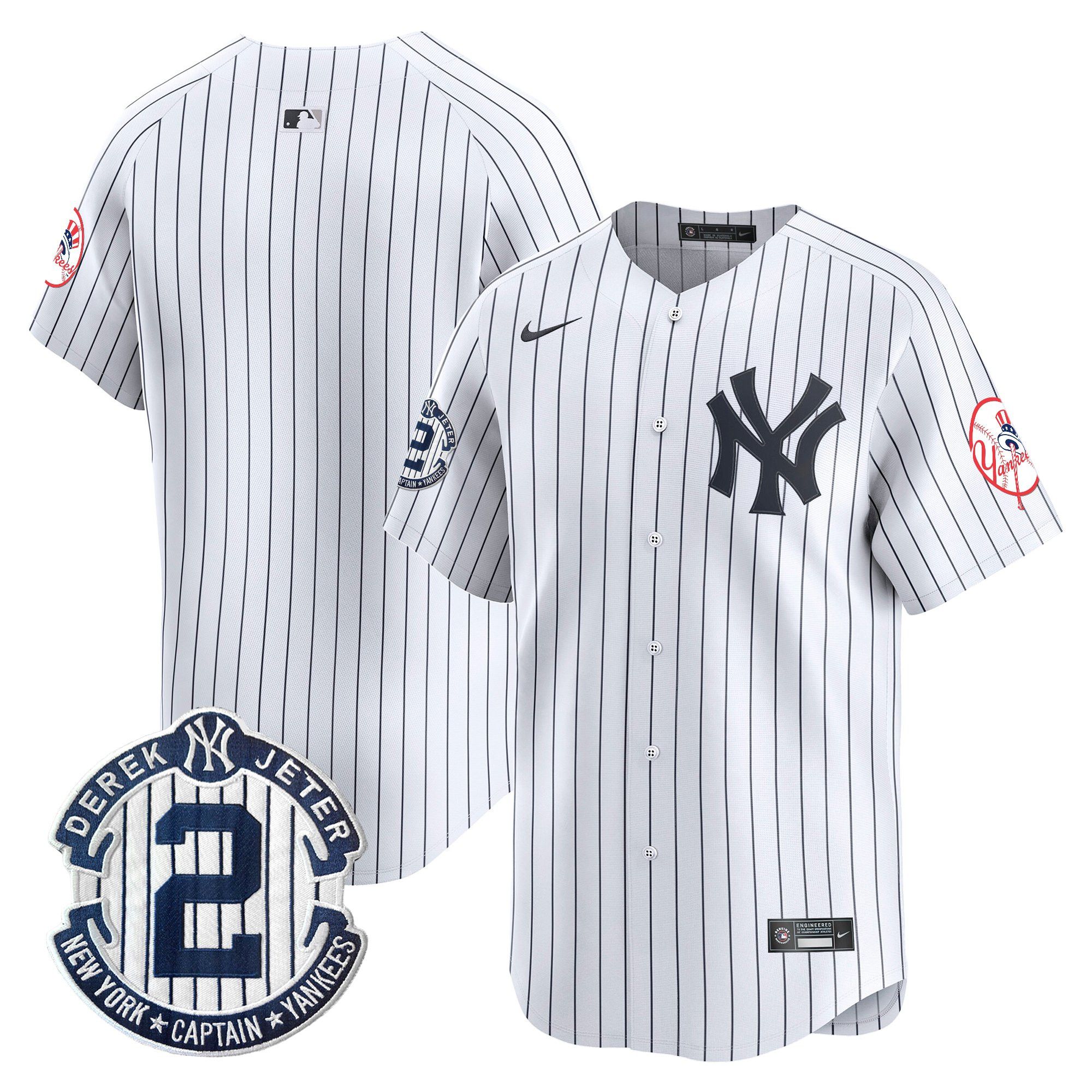 Men's New York Yankees Throwback Vapor Premier Limited Jersey - Derek Jeter Patch - All Stitched - Image 27