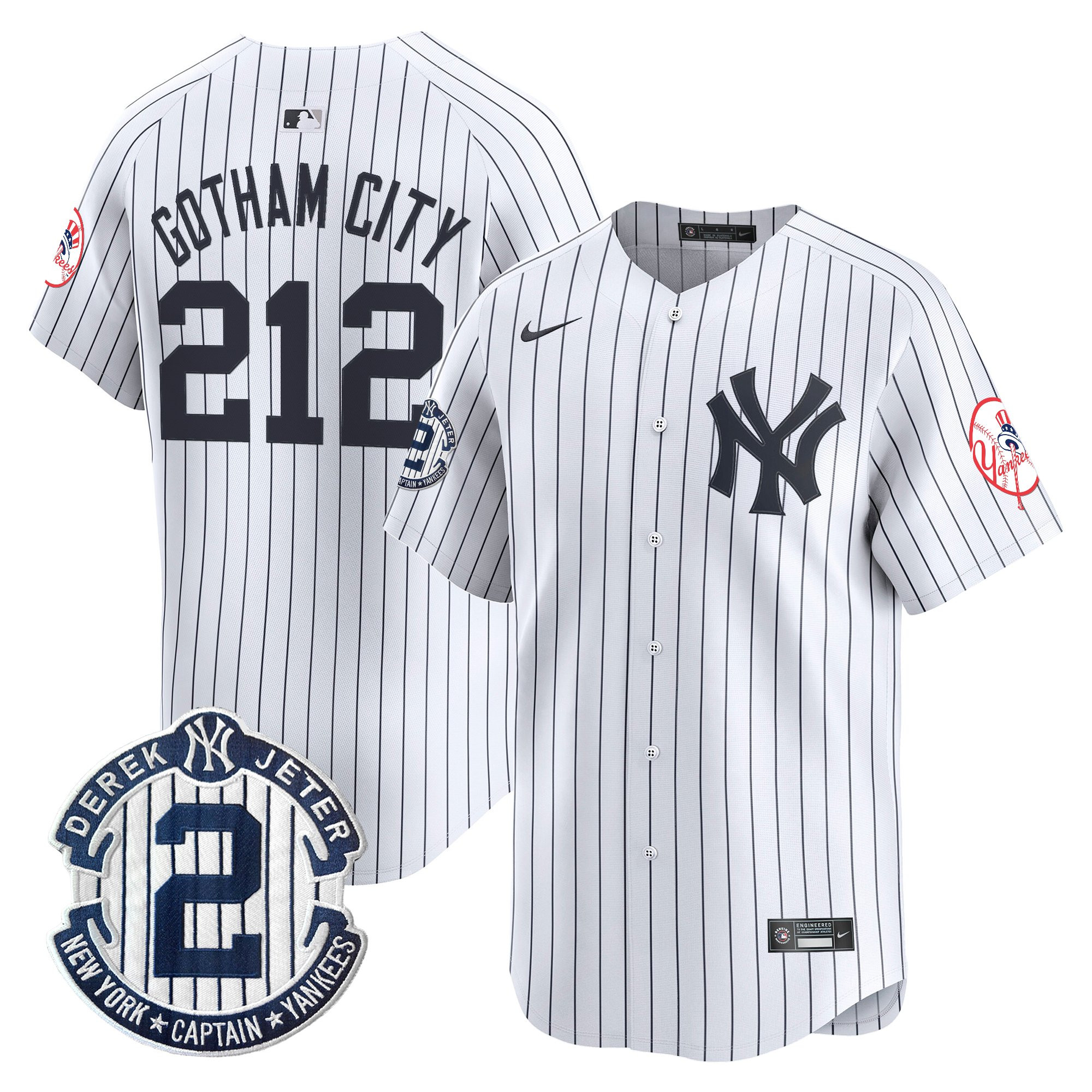 Men's New York Yankees Throwback Vapor Premier Limited Jersey - Derek Jeter Patch - All Stitched - Image 20