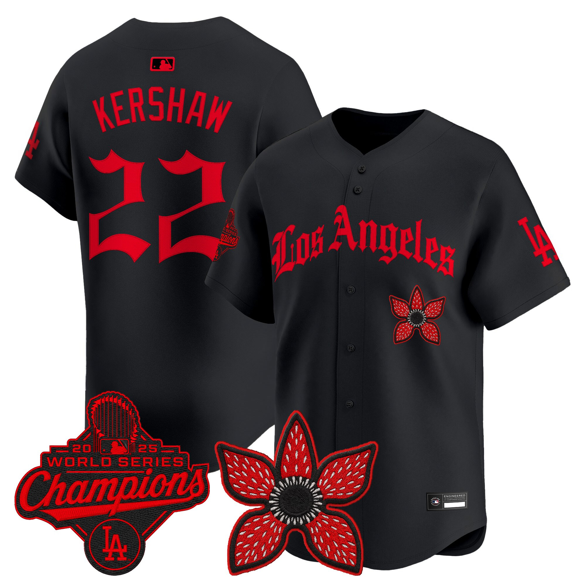 Dodgers 2025 World Series Champions x Stranger Things Vapor Premier Jersey - All Stitched - Image 6