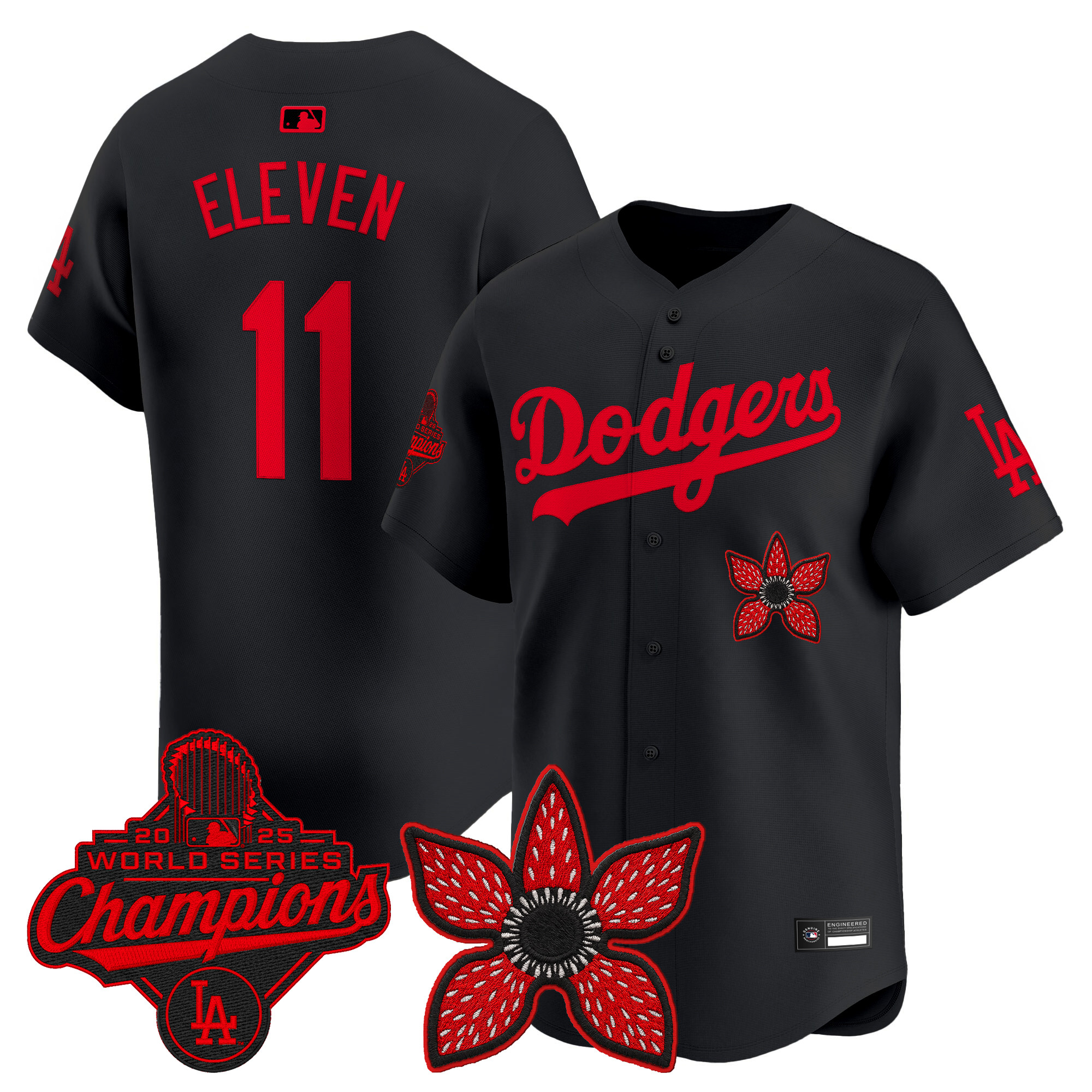 Dodgers 'Stranger Things Edition' Vapor Premier Jersey - 2025 World Series Champions Patch - All Stitched - Image 2