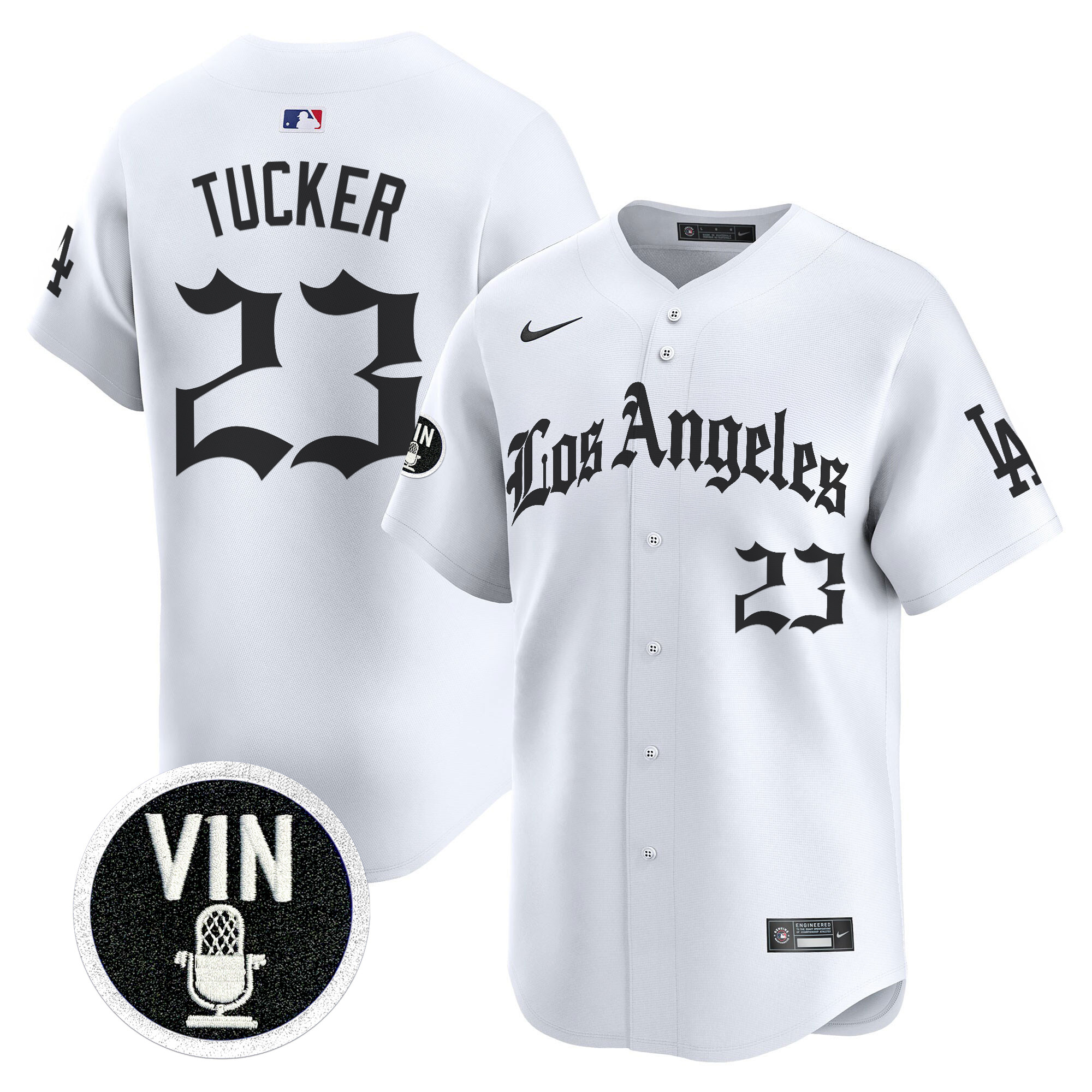 #23 Kyle Tucker Los Angeles Dodgers "LA Gothic Style" Vapor Premier Limited Jersey - All Stitched - Image 2