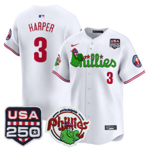 Men's Philadelphia Phillies Phanatic & 250America Patch Vapor Premier Limited Jersey - All Stitched