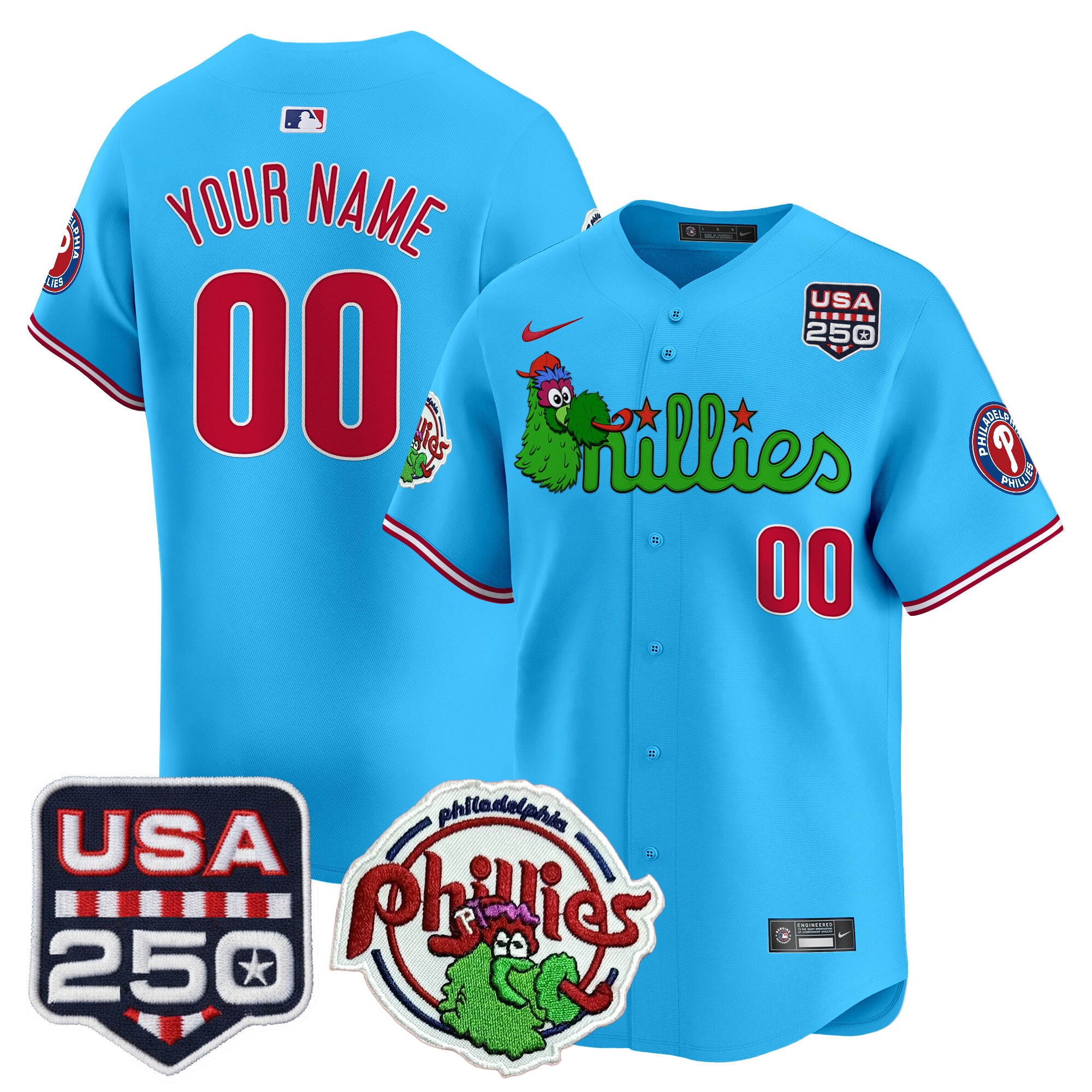 Philadelphia Phillies Phanatic & 250America Patch Vapor Premier Limited Custom Jersey - All Stitched - Image 5