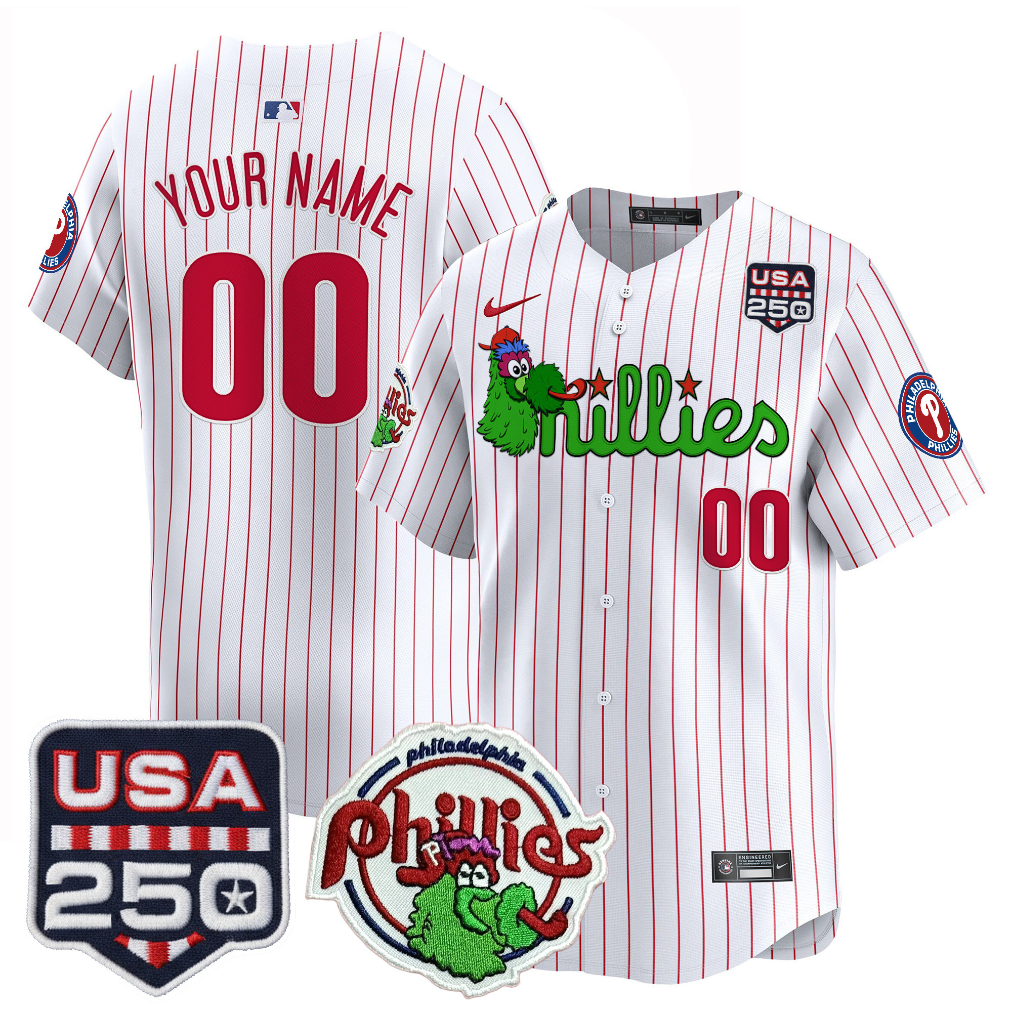 Philadelphia Phillies Phanatic & 250America Patch Vapor Premier Limited Custom Jersey - All Stitched - Image 4