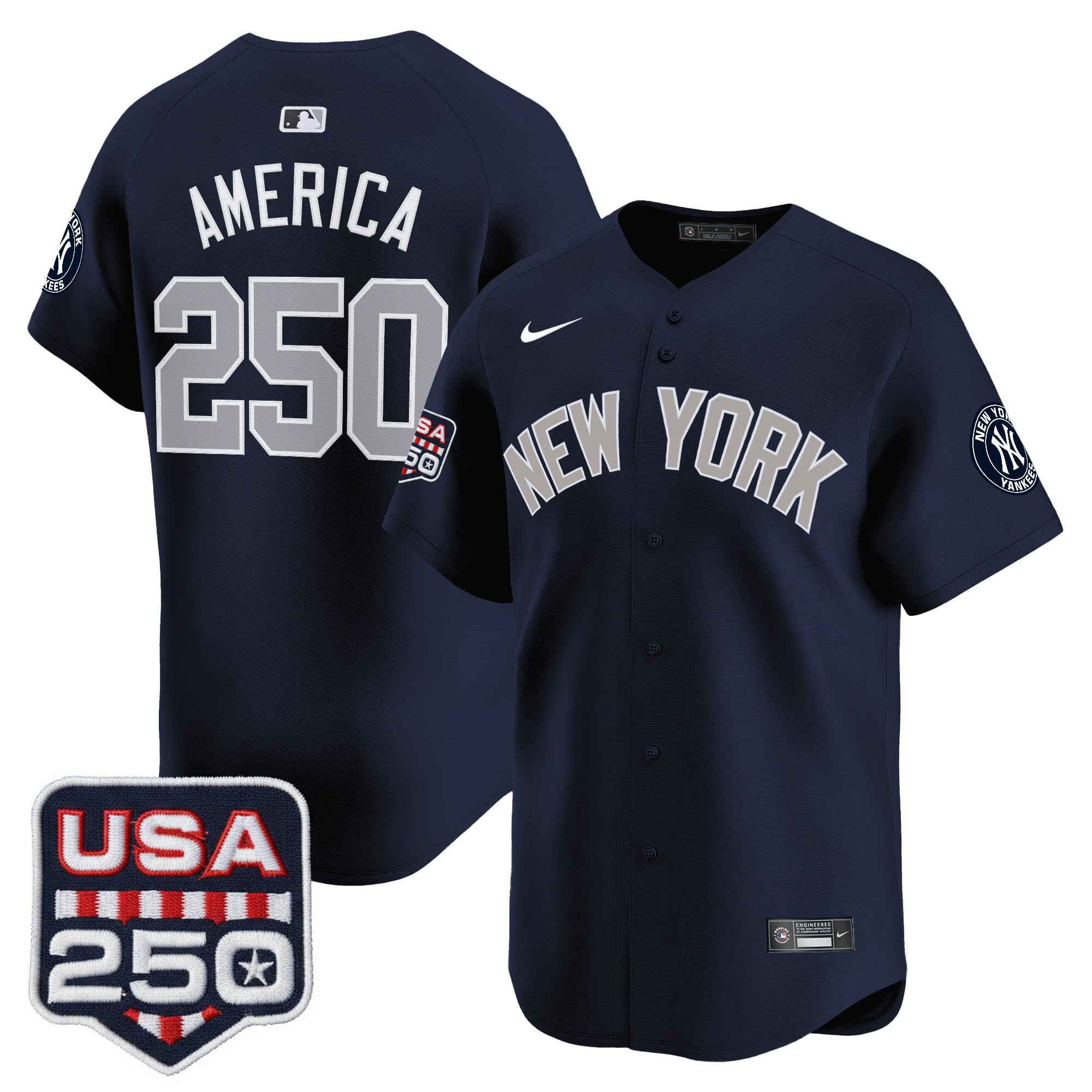 Men's New York Yankees 250America Patch Vapor Premier Limited Jersey - All Stitched - Image 38