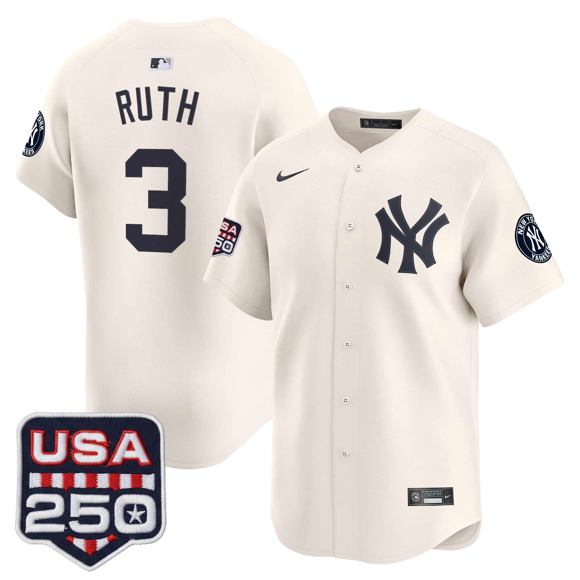 Men's New York Yankees 250America Patch Vapor Premier Limited Jersey - All Stitched - Image 50