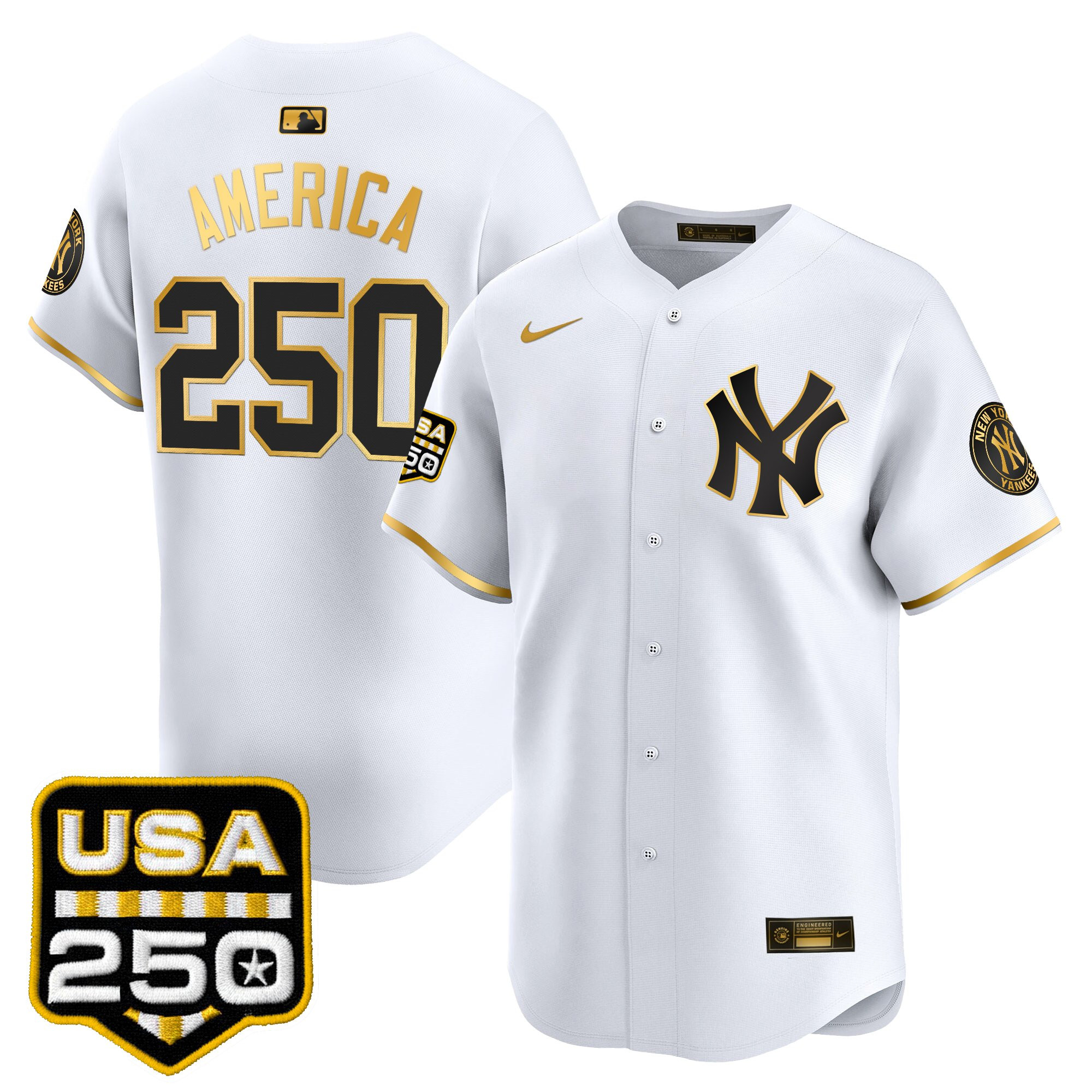 Men's New York Yankees 250America Patch Vapor Premier Limited Jersey - All Stitched - Image 2