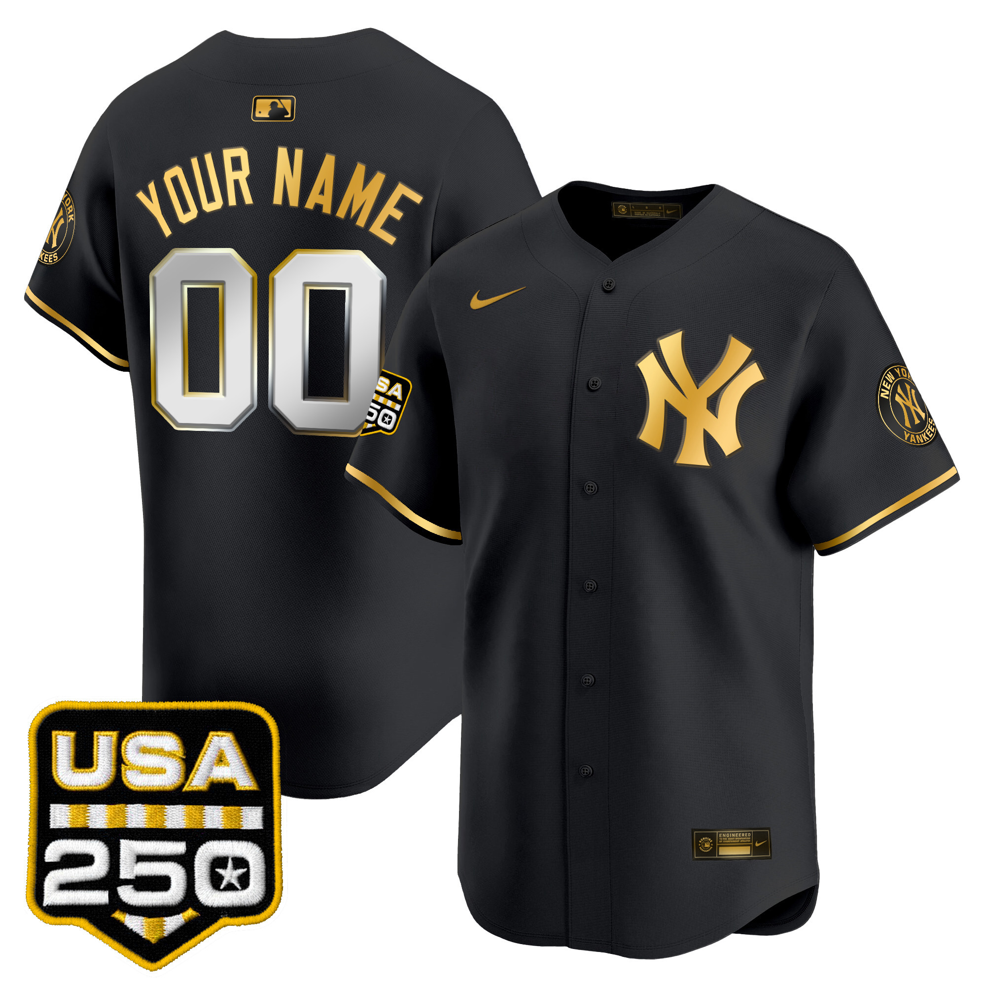 New York Yankees 250America Patch Vapor Premier Limited Custom Jersey - All Stitched - Image 2