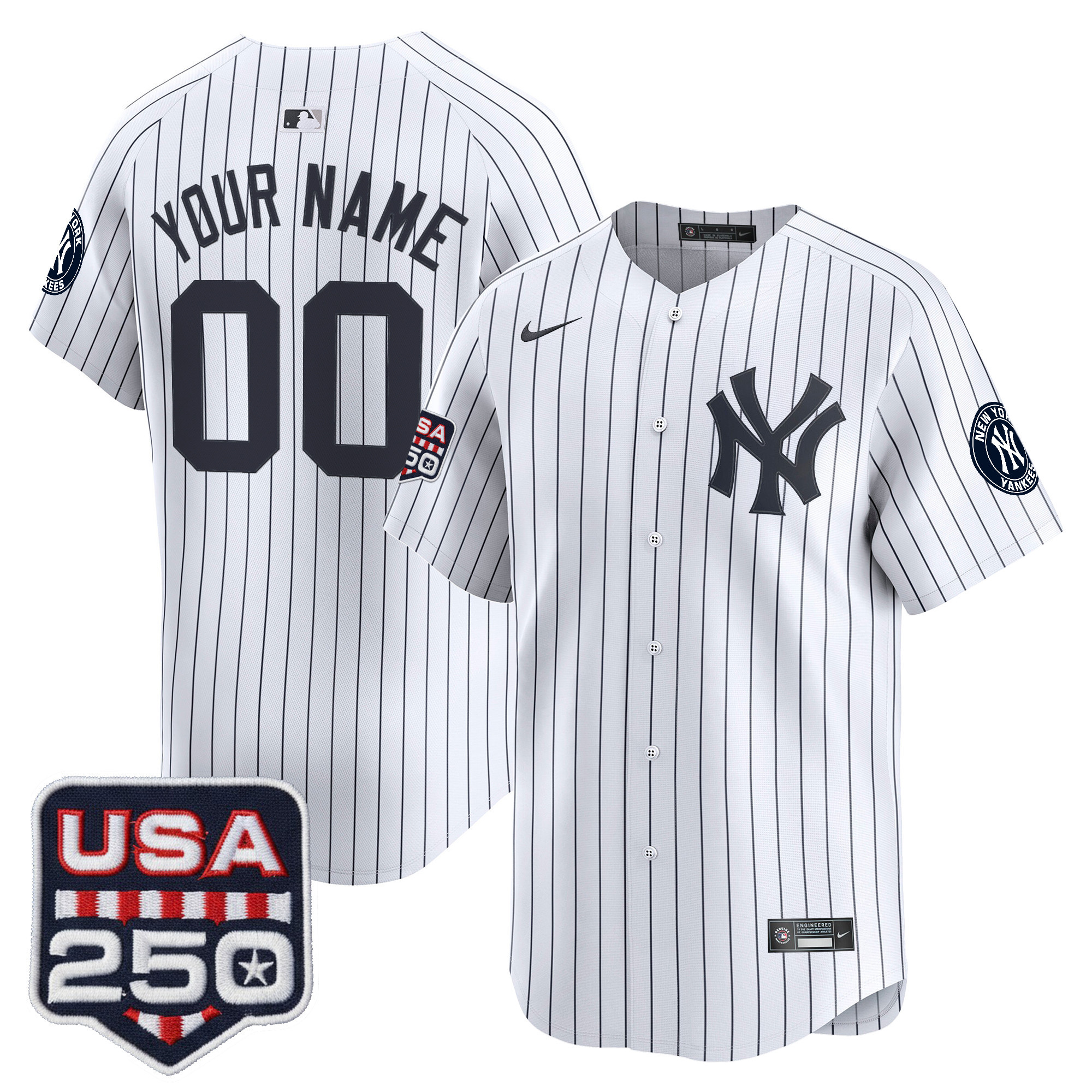 New York Yankees 250America Patch Vapor Premier Limited Custom Jersey - All Stitched - Image 3