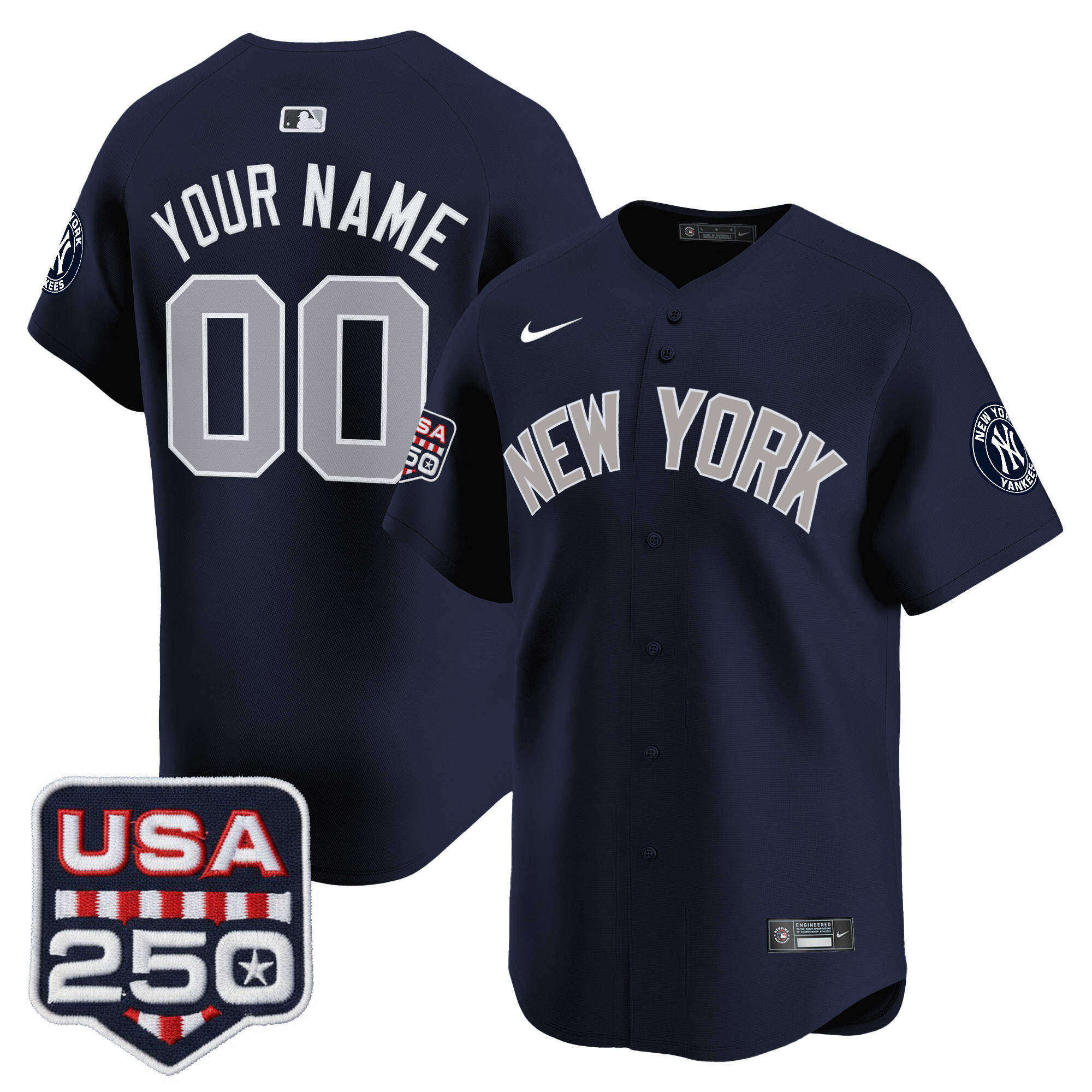 New York Yankees 250America Patch Vapor Premier Limited Custom Jersey - All Stitched - Image 5