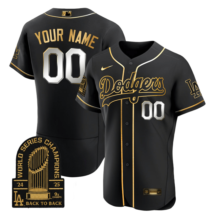 Los Angeles Dodgers Black Custom Jersey - All Stitched