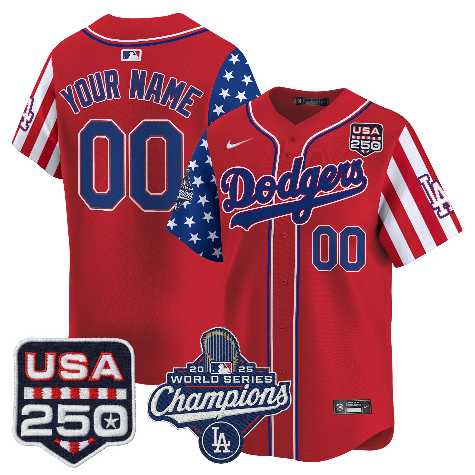 Los Angeles Dodgers "America250 Edition" Vapor Premier Limited Custom Jersey V2 - All Stitched - Image 2