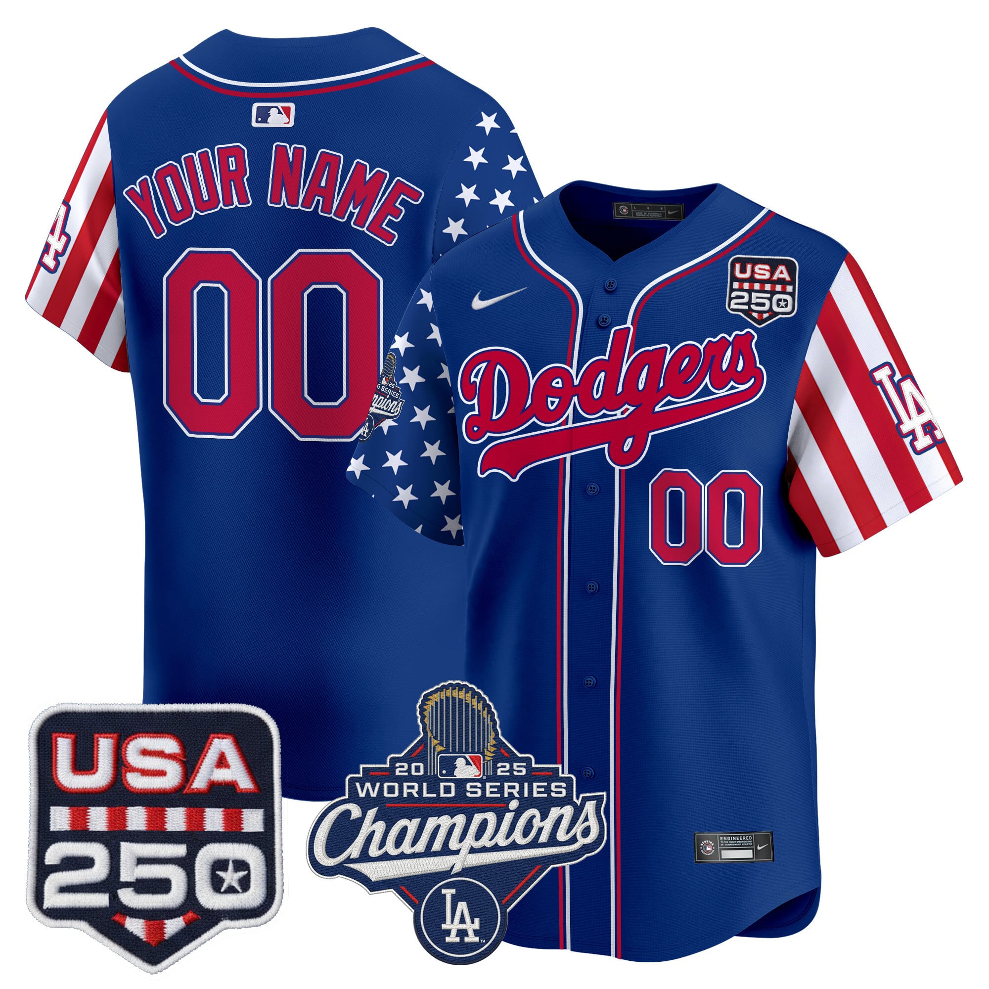 Los Angeles Dodgers "America250 Edition" Vapor Premier Limited Custom Jersey V2 - All Stitched - Image 3