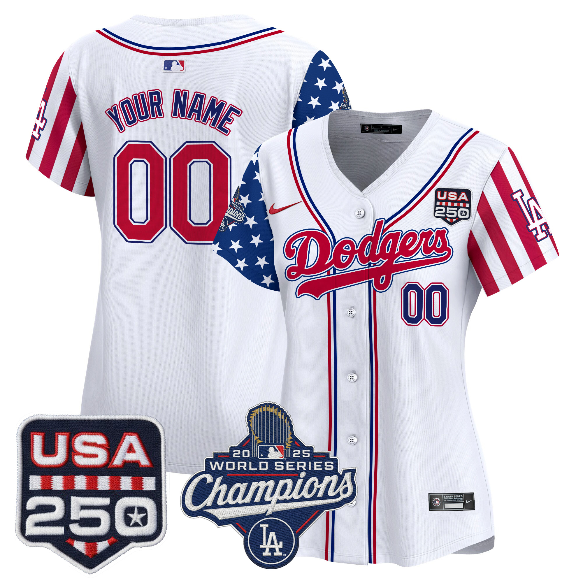 Los Angeles Dodgers "America250 Edition" Vapor Premier Limited Custom Jersey V2 - All Stitched - Image 4