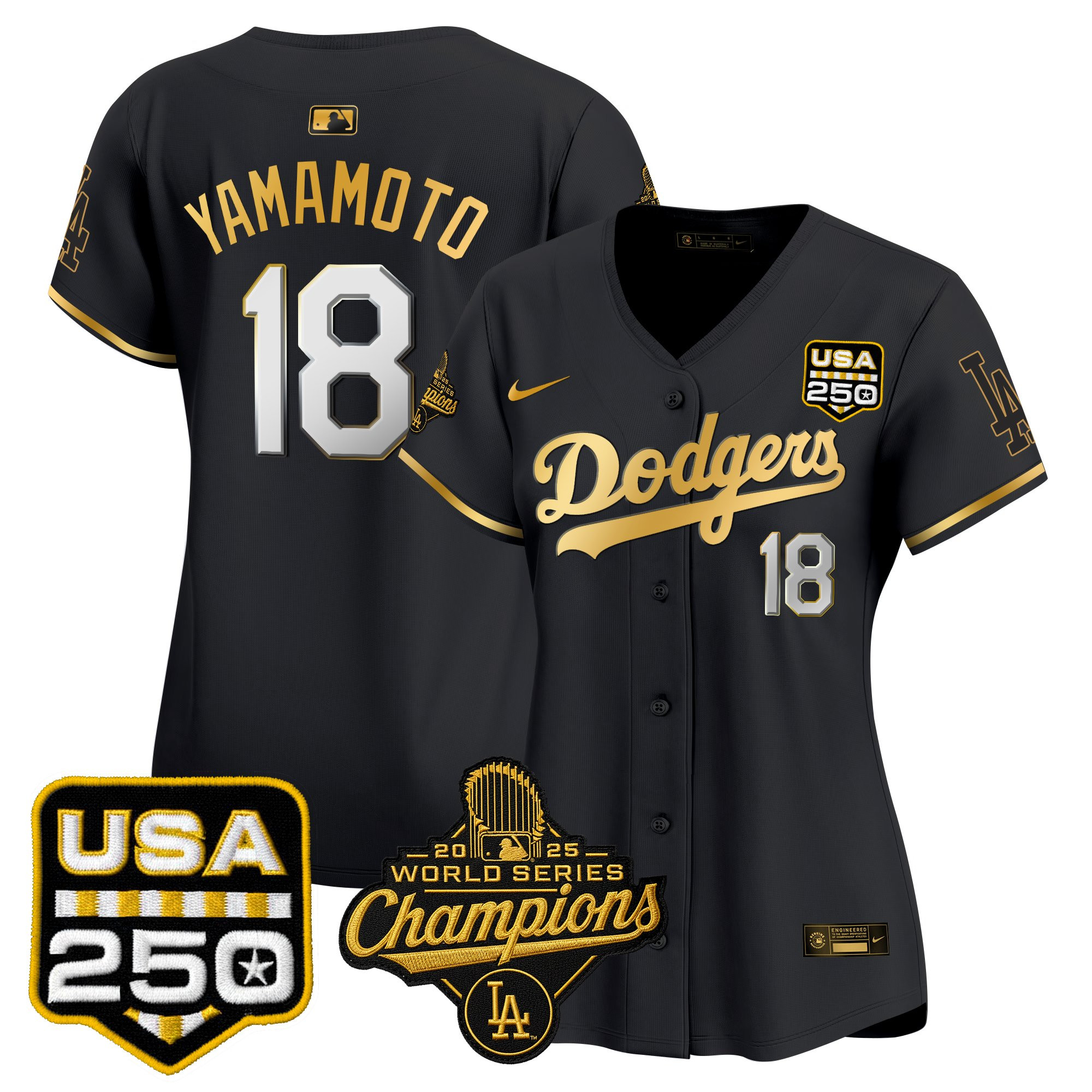 Women's Dodgers 2025 World Series Champions & 250America Patch Vapor Premier Limited Jersey - All Stitched - Image 29
