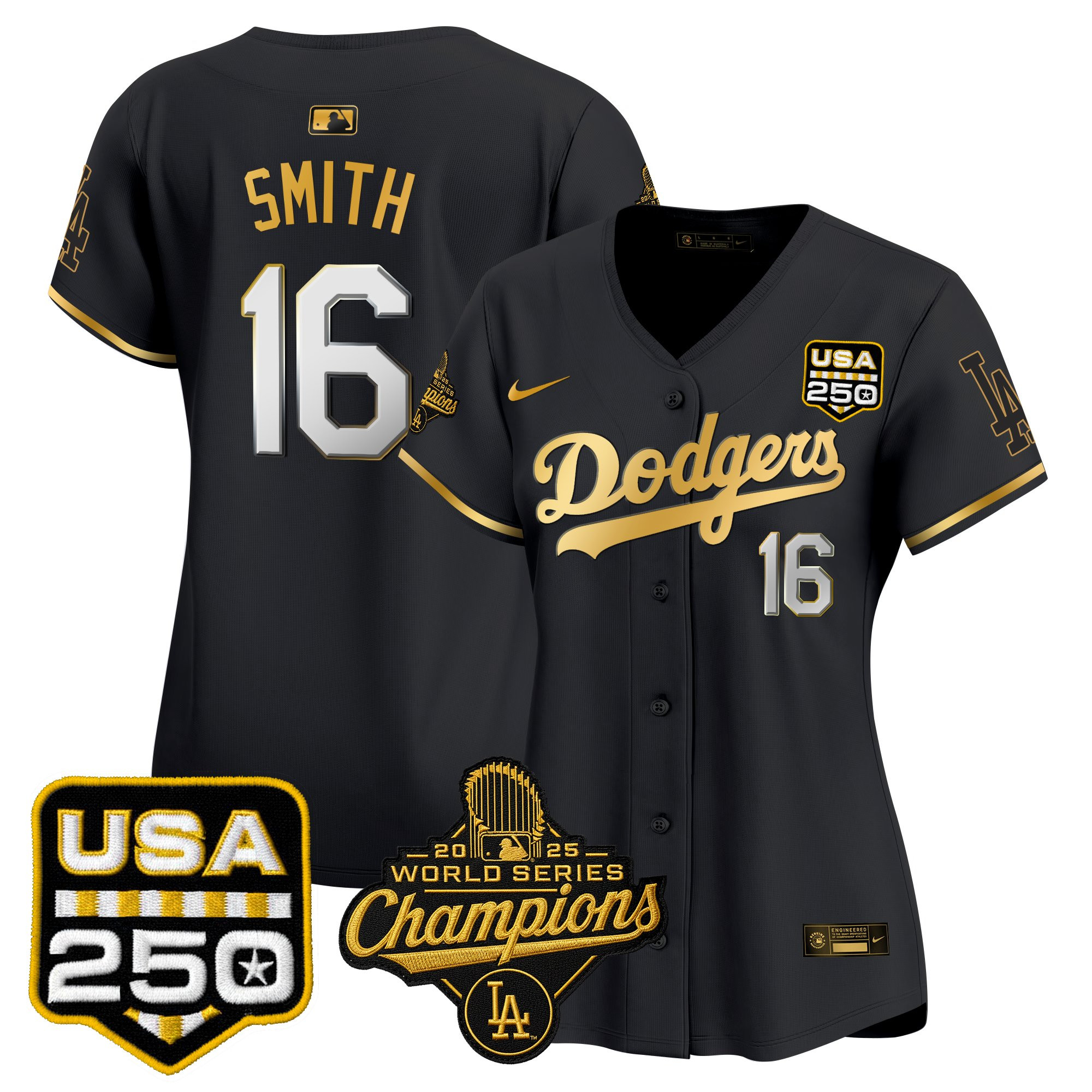 Women's Dodgers 2025 World Series Champions & 250America Patch Vapor Premier Limited Jersey - All Stitched - Image 35