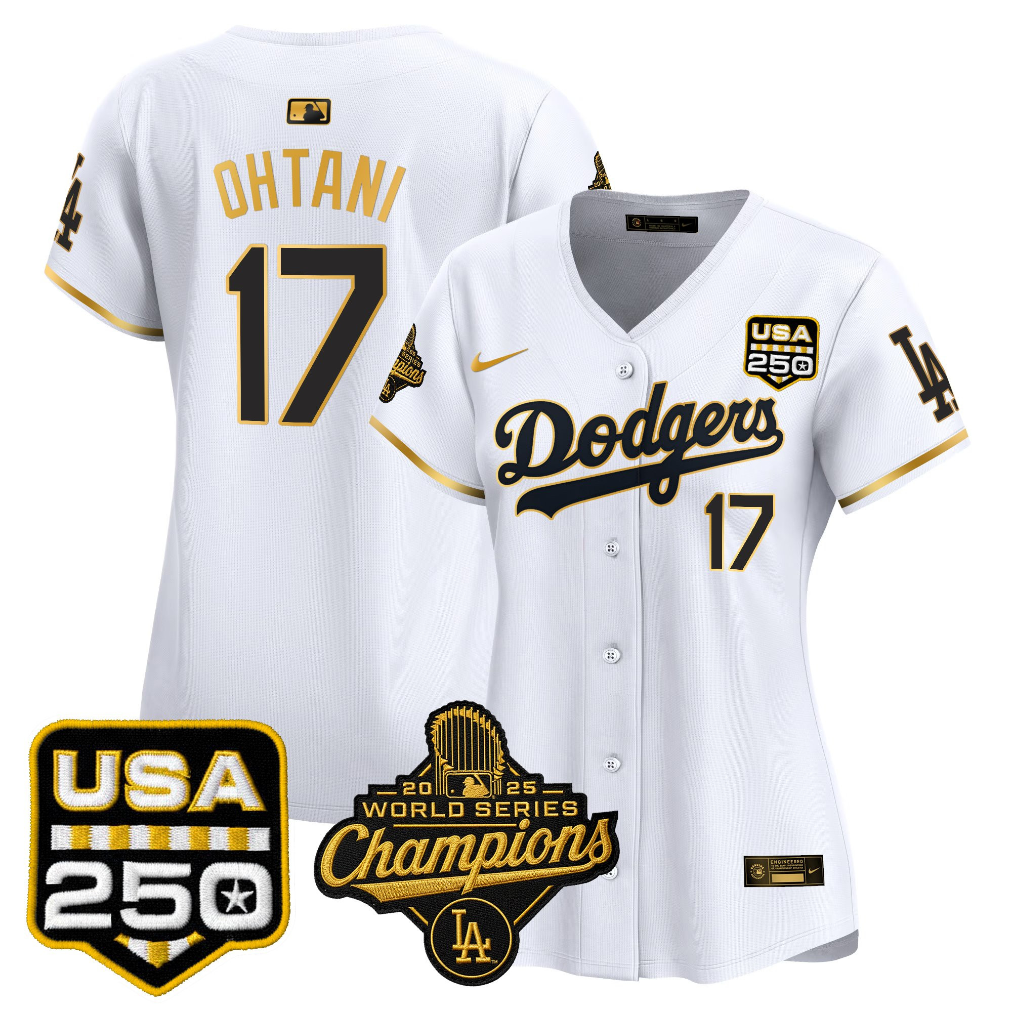 Women's Dodgers 2025 World Series Champions & 250America Patch Vapor Premier Limited Jersey - All Stitched - Image 13