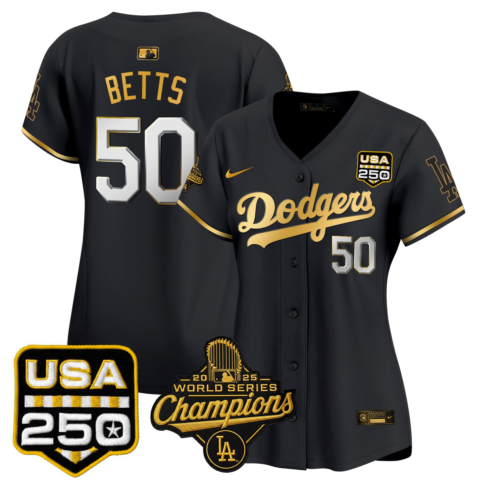 Women's Dodgers 2025 World Series Champions & 250America Patch Vapor Premier Limited Jersey - All Stitched - Image 32