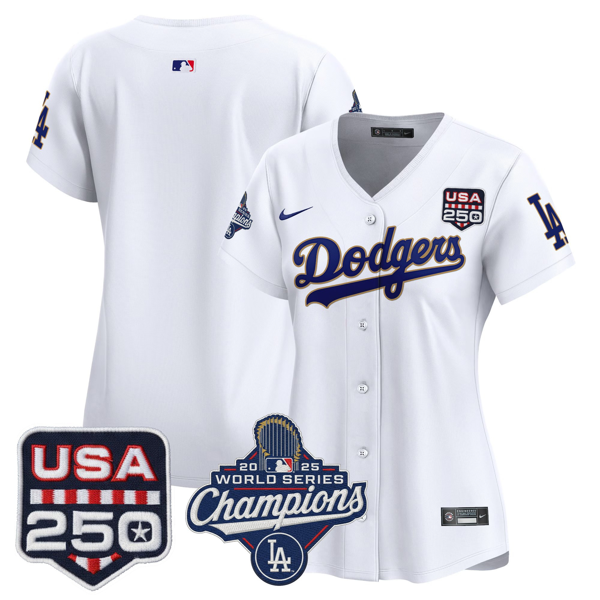 Women's Dodgers 2025 World Series Champions & 250America Patch Vapor Premier Limited Jersey - All Stitched - Image 60