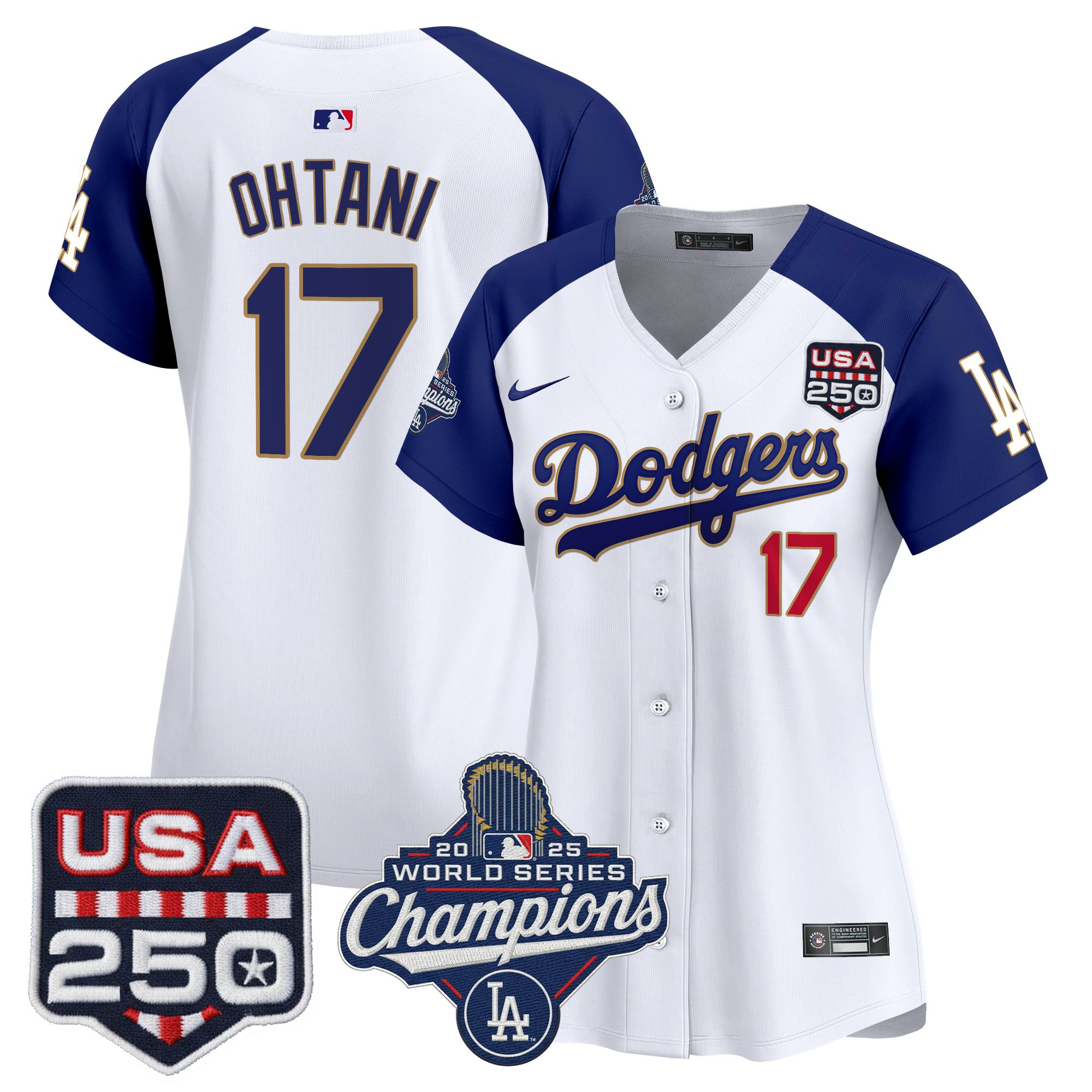 Women's Dodgers 2025 World Series Champions & 250America Patch Vapor Premier Limited Jersey - All Stitched - Image 37