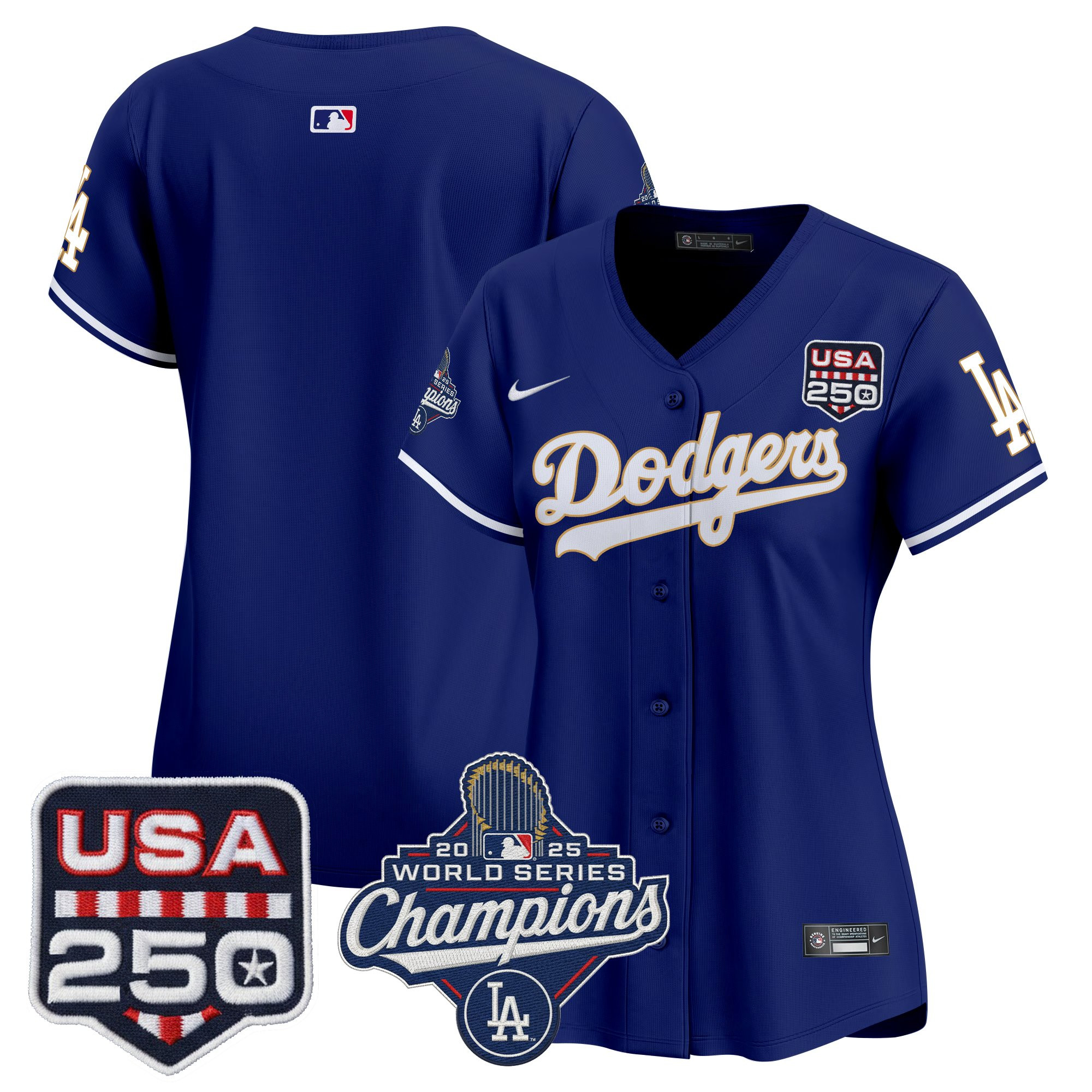 Women's Dodgers 2025 World Series Champions & 250America Patch Vapor Premier Limited Jersey - All Stitched - Image 12