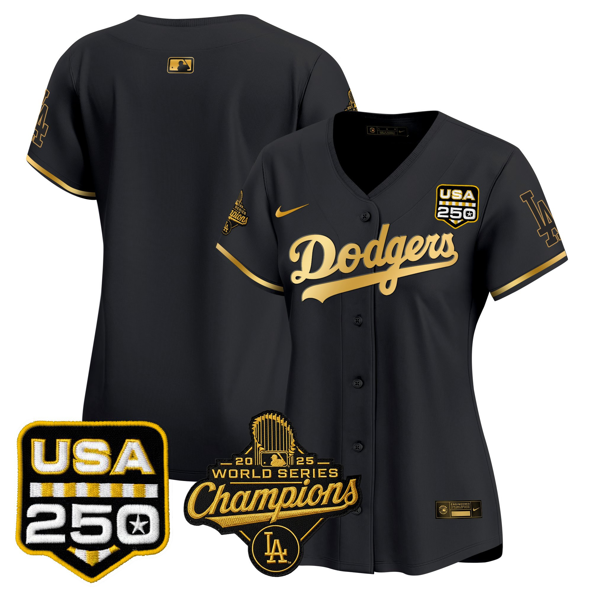 Women's Dodgers 2025 World Series Champions & 250America Patch Vapor Premier Limited Jersey - All Stitched - Image 36