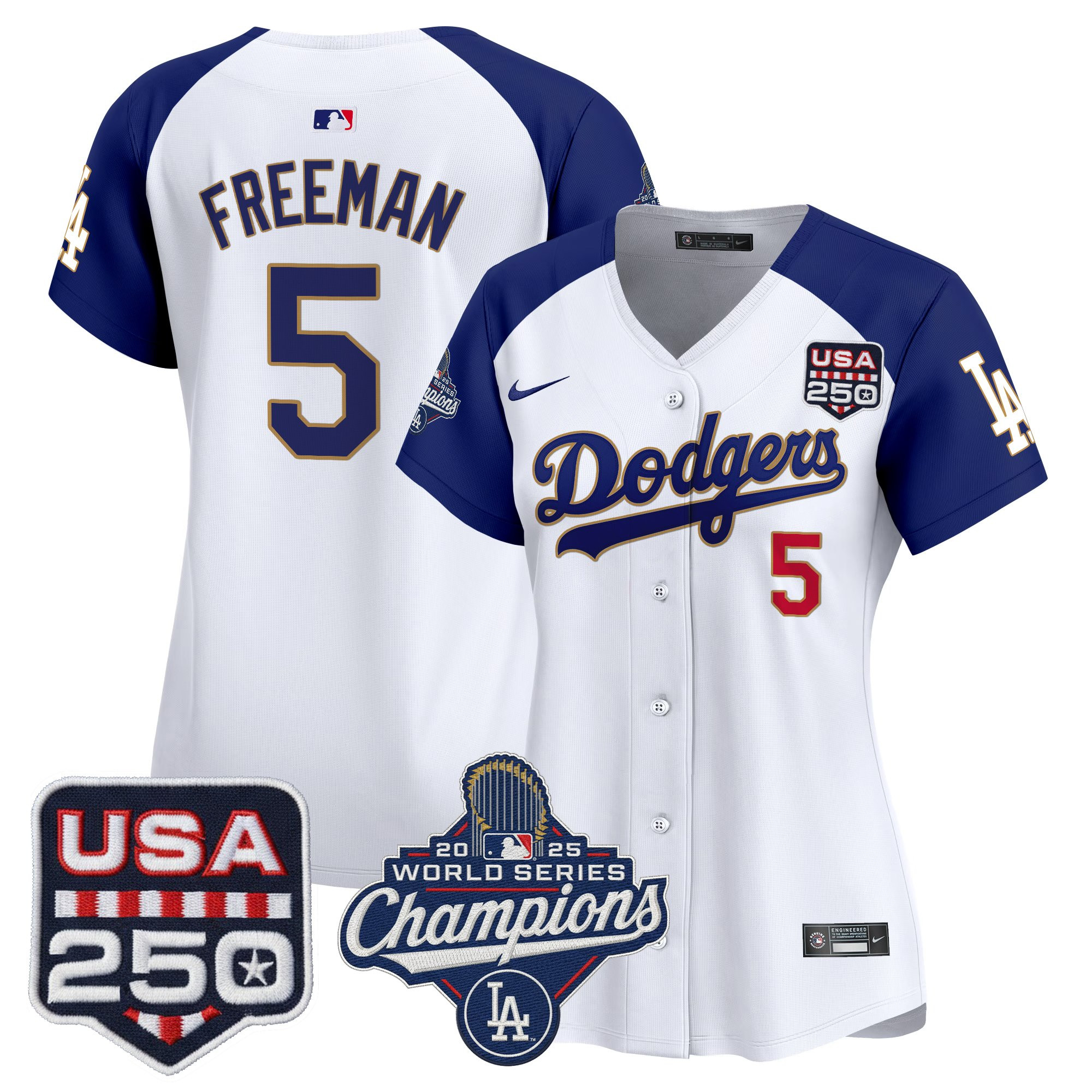Women's Dodgers 2025 World Series Champions & 250America Patch Vapor Premier Limited Jersey - All Stitched - Image 40
