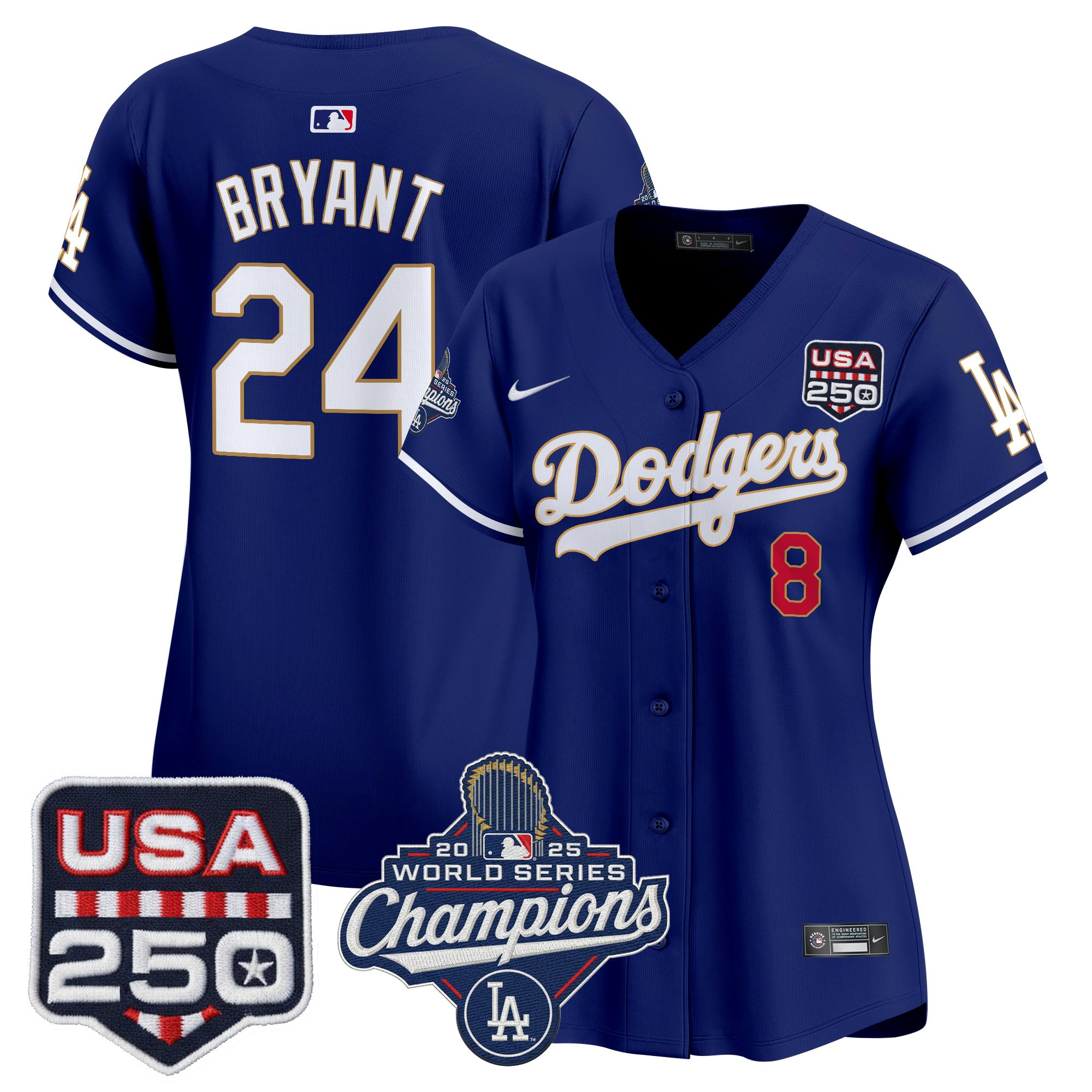Women's Dodgers 2025 World Series Champions & 250America Patch Vapor Premier Limited Jersey - All Stitched - Image 9