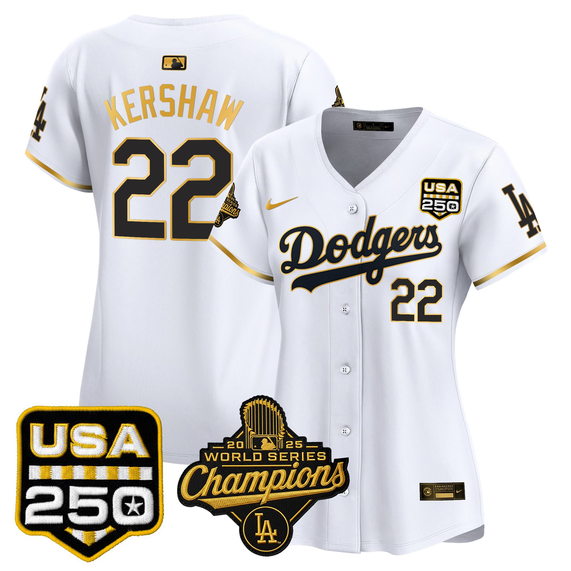 Women's Dodgers 2025 World Series Champions & 250America Patch Vapor Premier Limited Jersey - All Stitched - Image 19