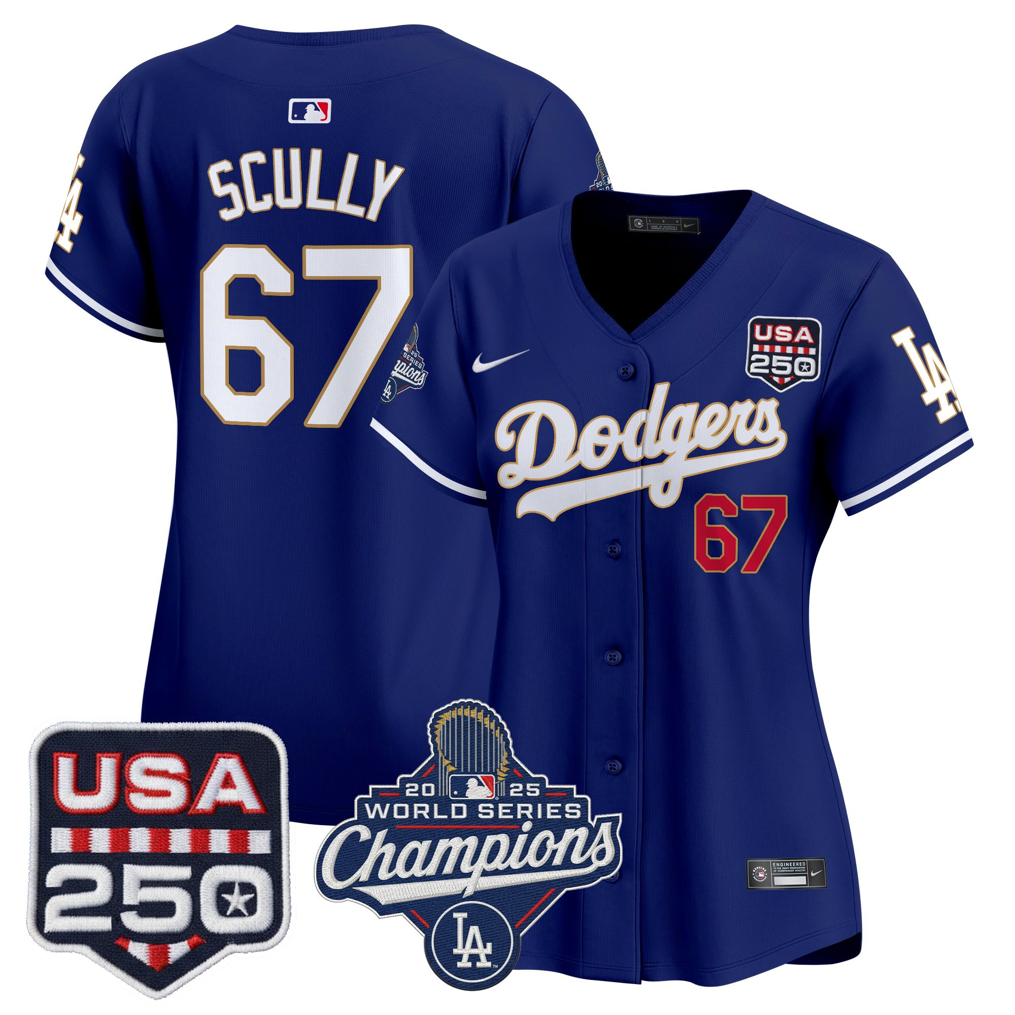 Women's Dodgers 2025 World Series Champions & 250America Patch Vapor Premier Limited Jersey - All Stitched - Image 10