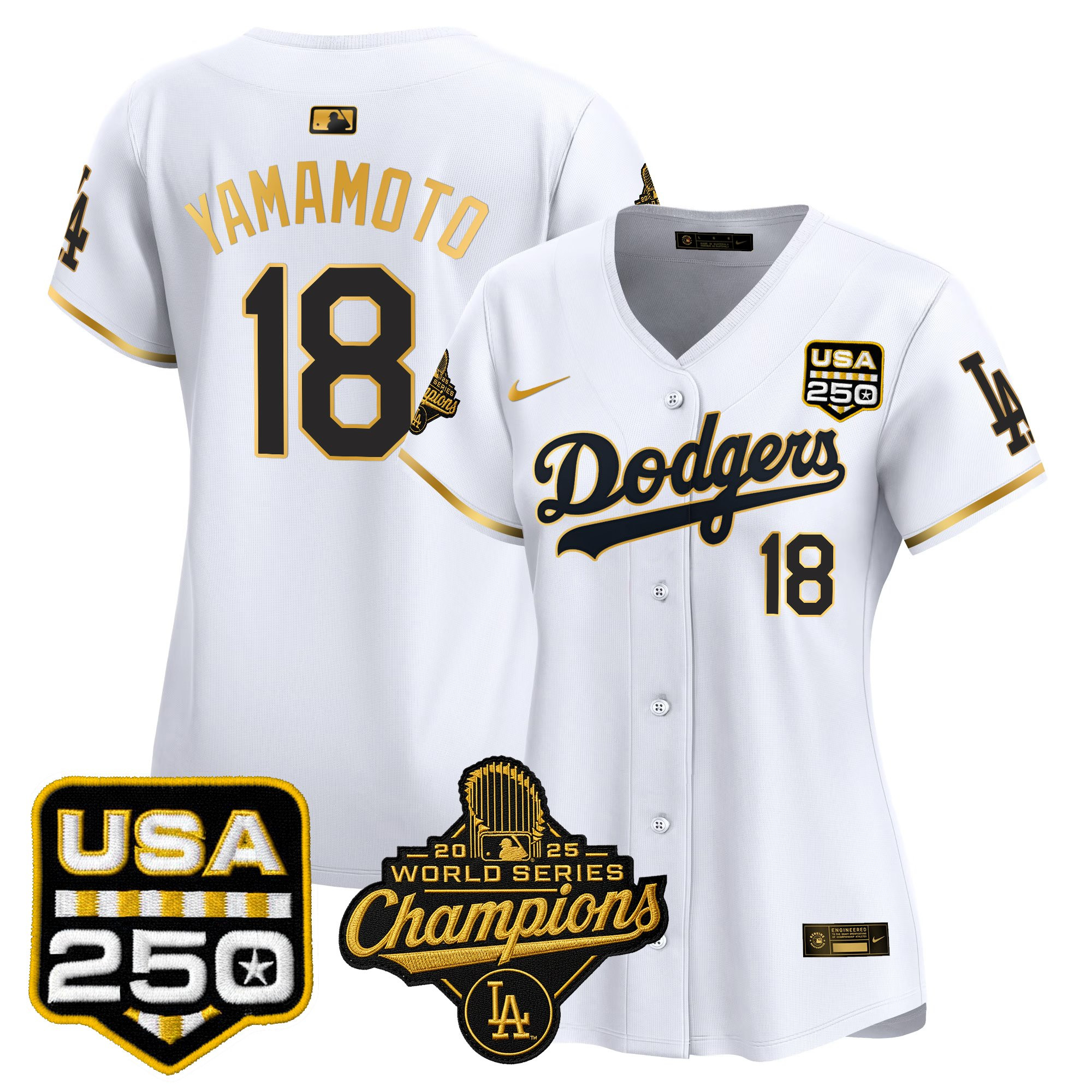 Women's Dodgers 2025 World Series Champions & 250America Patch Vapor Premier Limited Jersey - All Stitched - Image 17