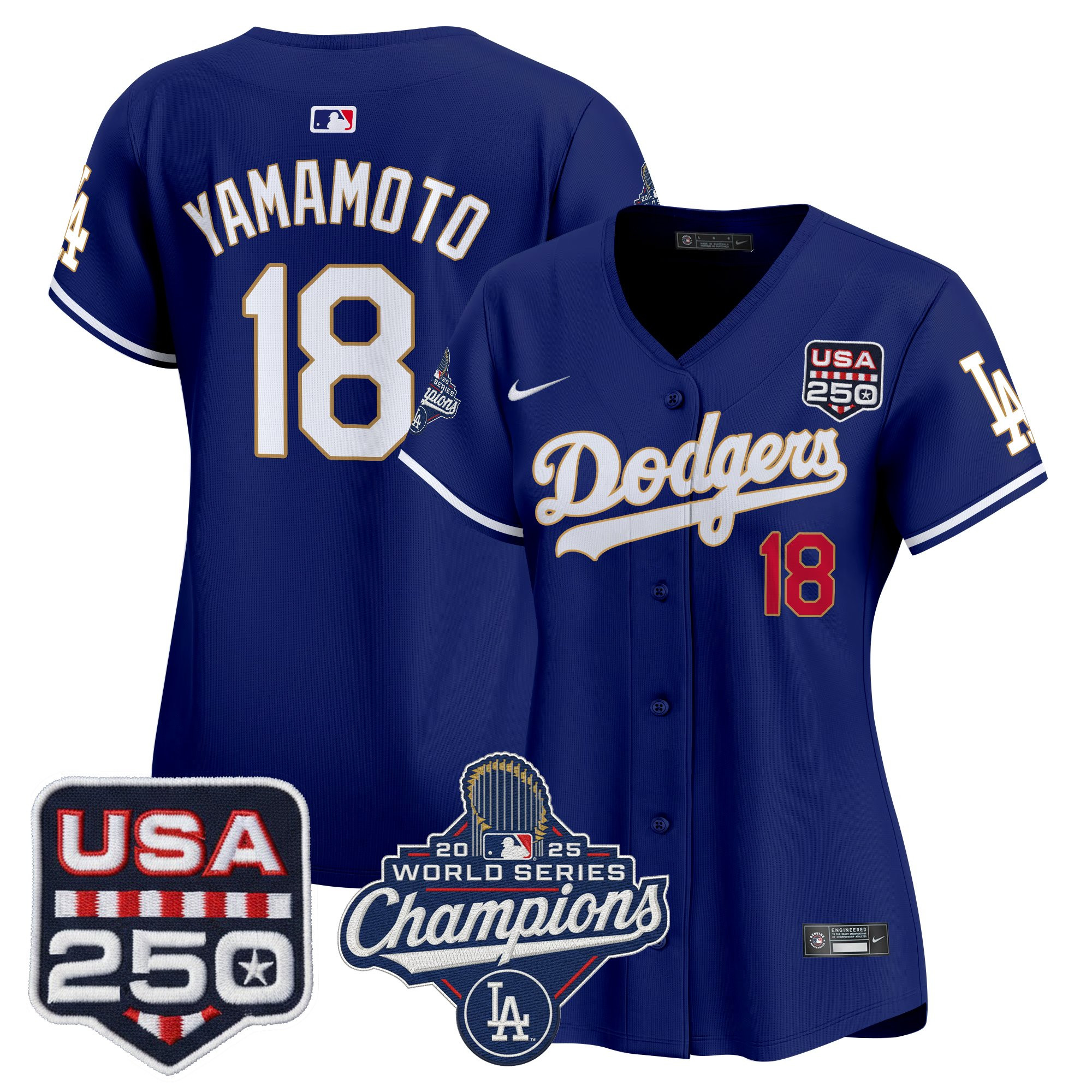 Women's Dodgers 2025 World Series Champions & 250America Patch Vapor Premier Limited Jersey - All Stitched - Image 5