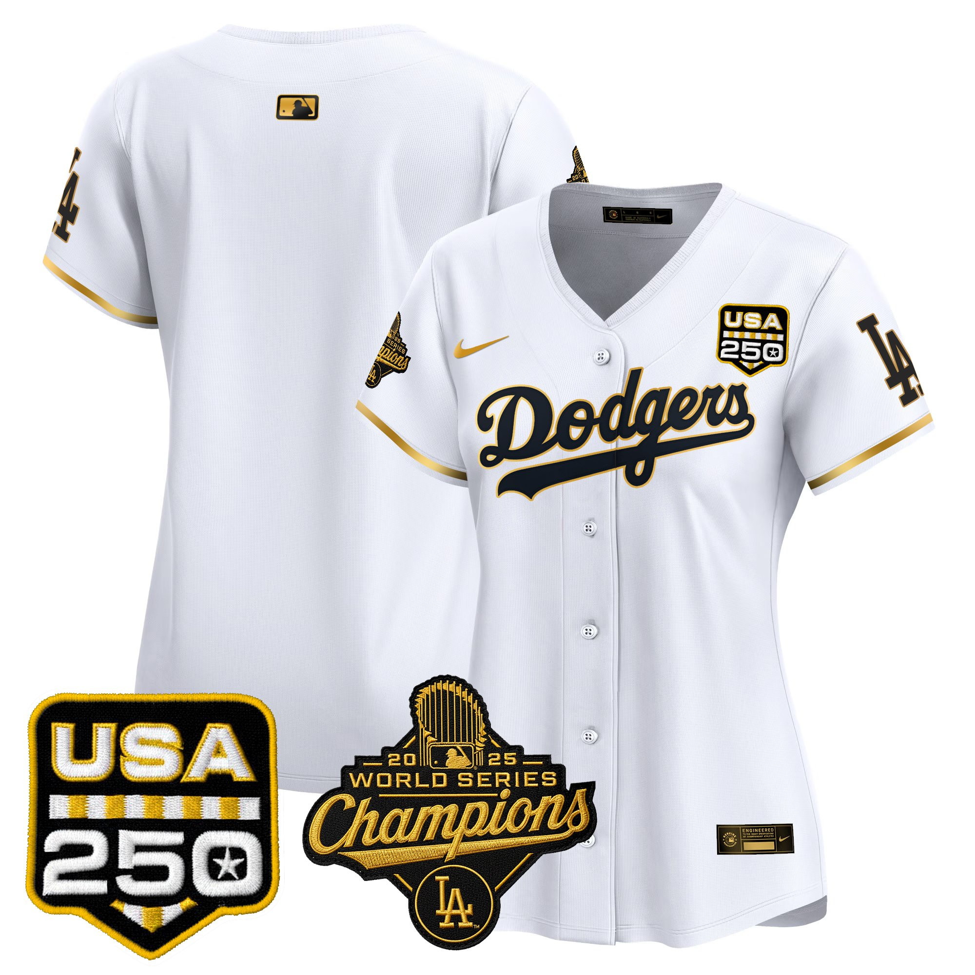 Women's Dodgers 2025 World Series Champions & 250America Patch Vapor Premier Limited Jersey - All Stitched - Image 24