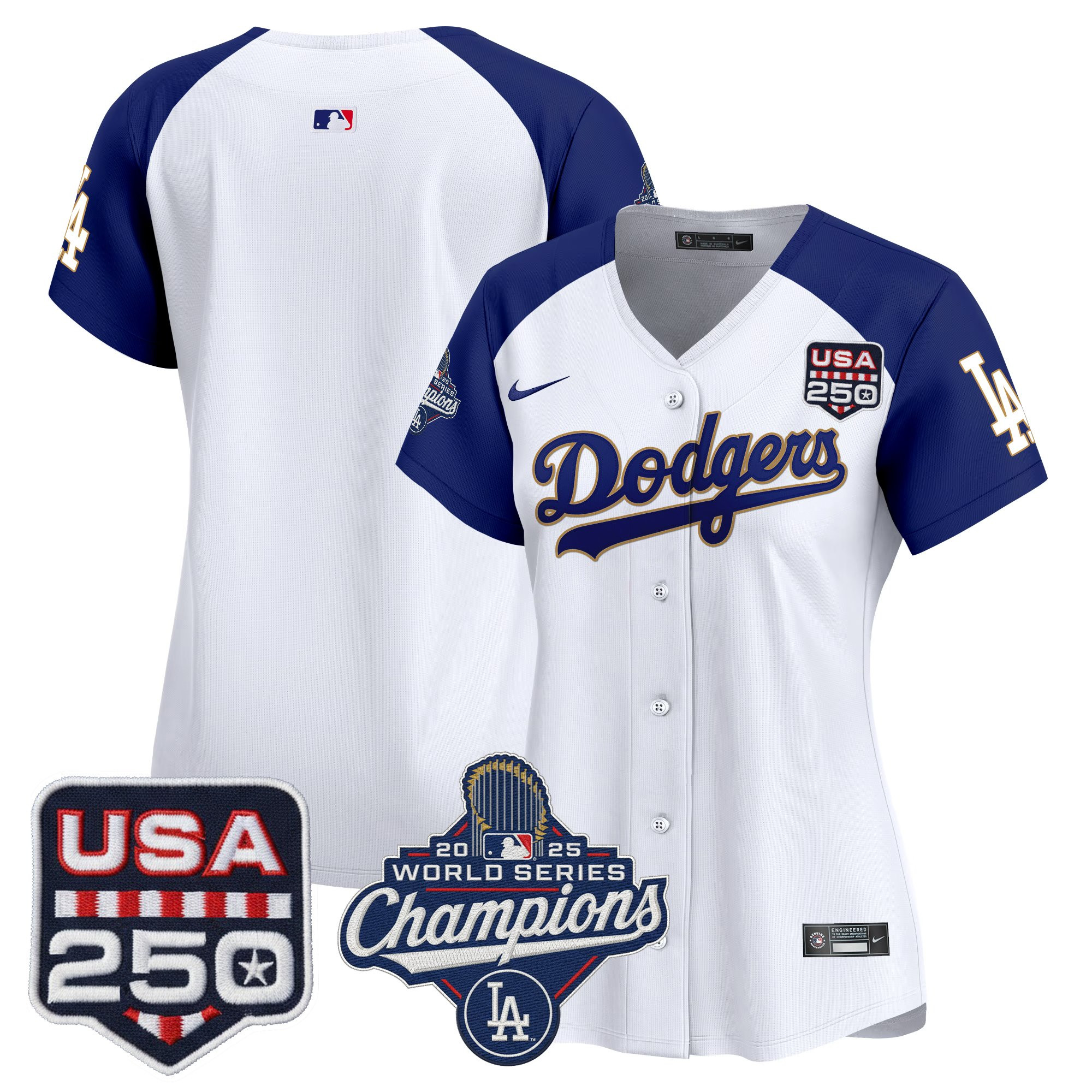 Women's Dodgers 2025 World Series Champions & 250America Patch Vapor Premier Limited Jersey - All Stitched - Image 48