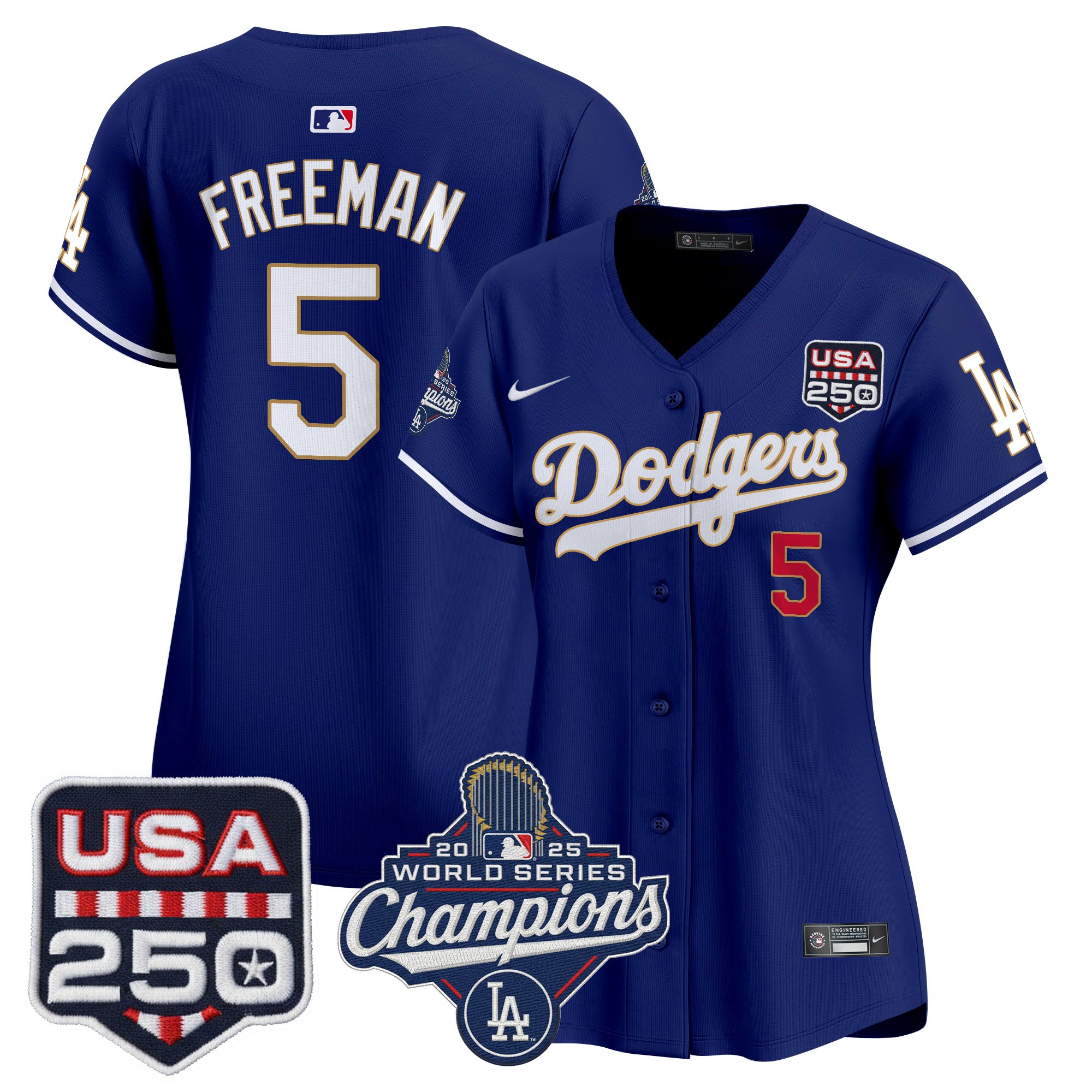 Women's Dodgers 2025 World Series Champions & 250America Patch Vapor Premier Limited Jersey - All Stitched - Image 4