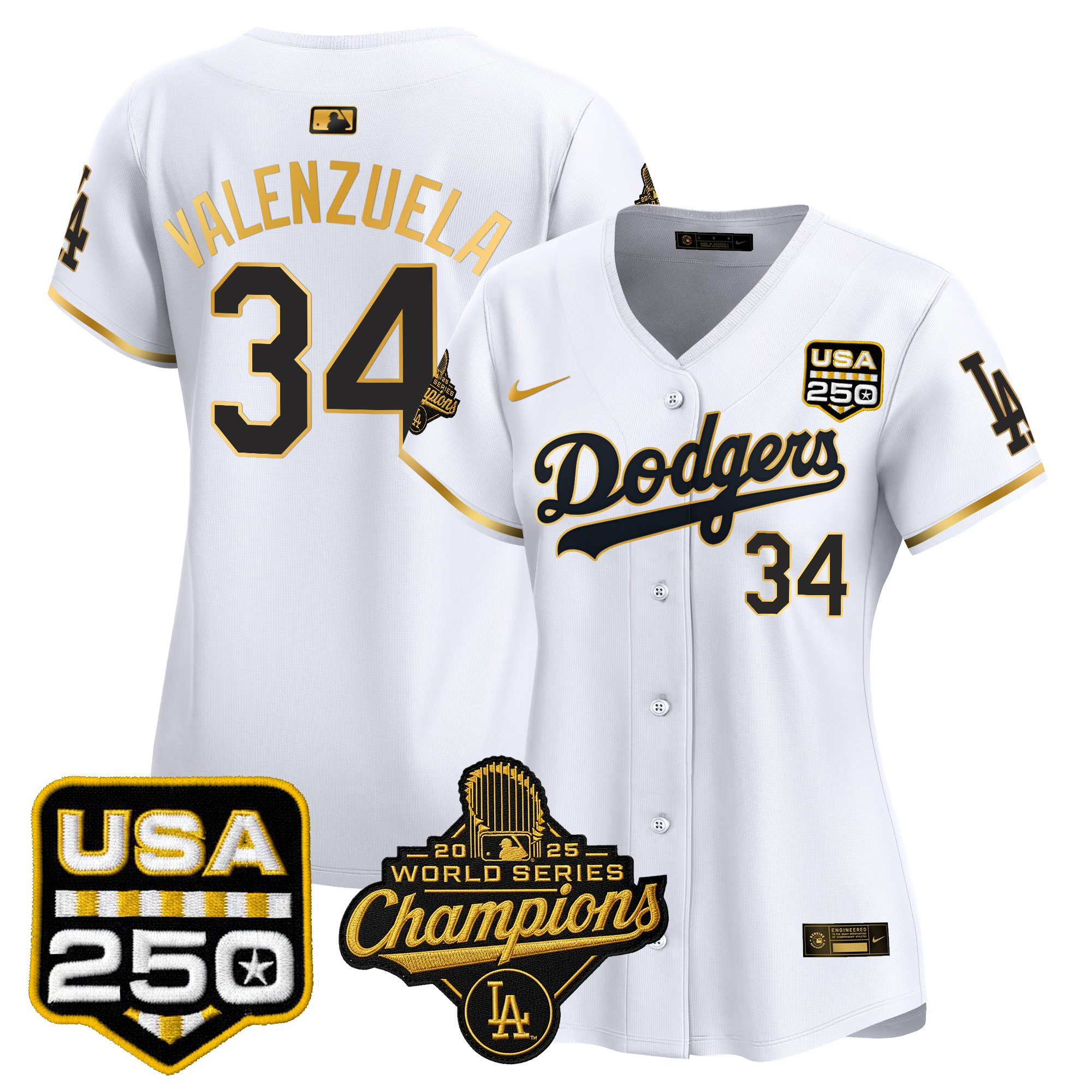 Women's Dodgers 2025 World Series Champions & 250America Patch Vapor Premier Limited Jersey - All Stitched - Image 15