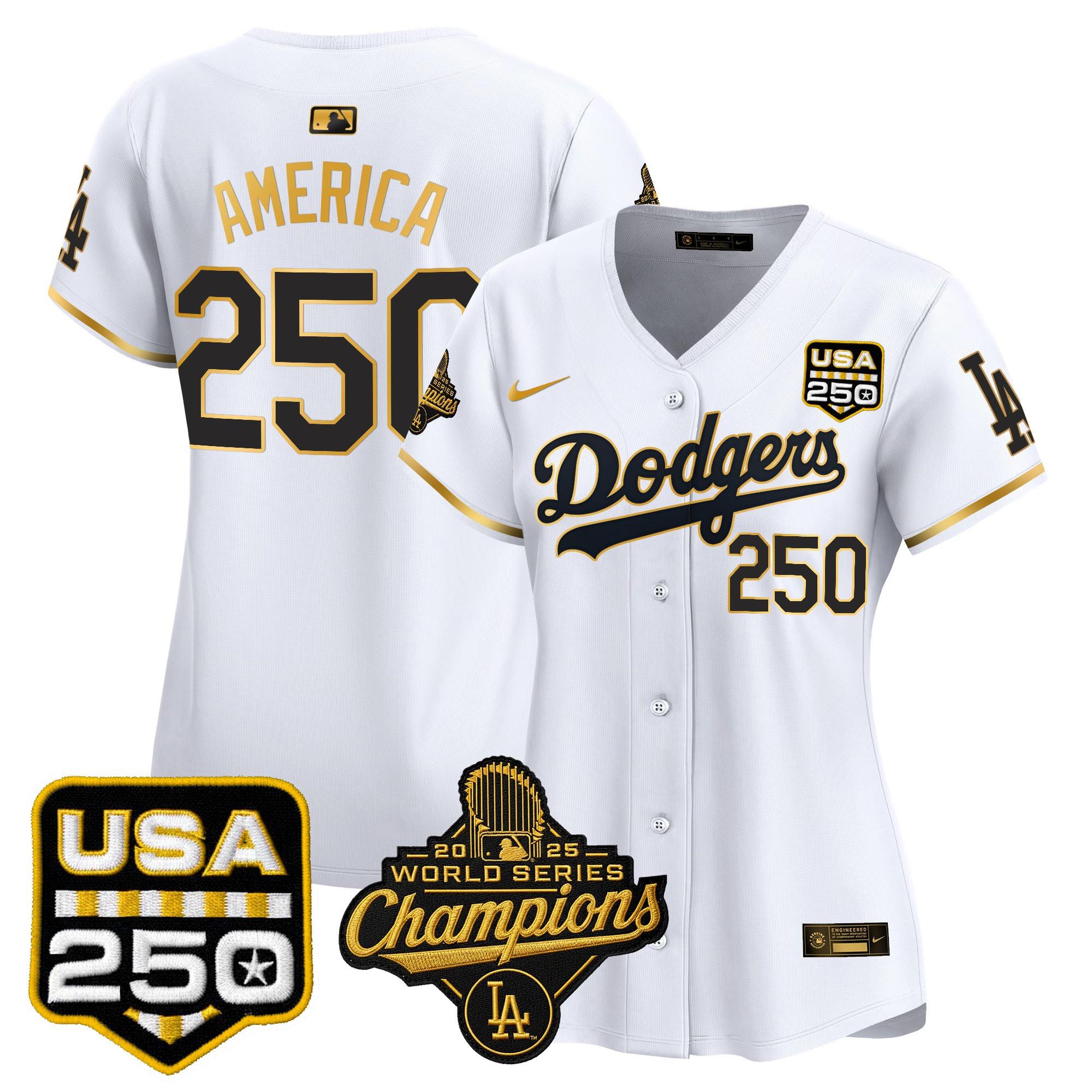 Women's Dodgers 2025 World Series Champions & 250America Patch Vapor Premier Limited Jersey - All Stitched - Image 14