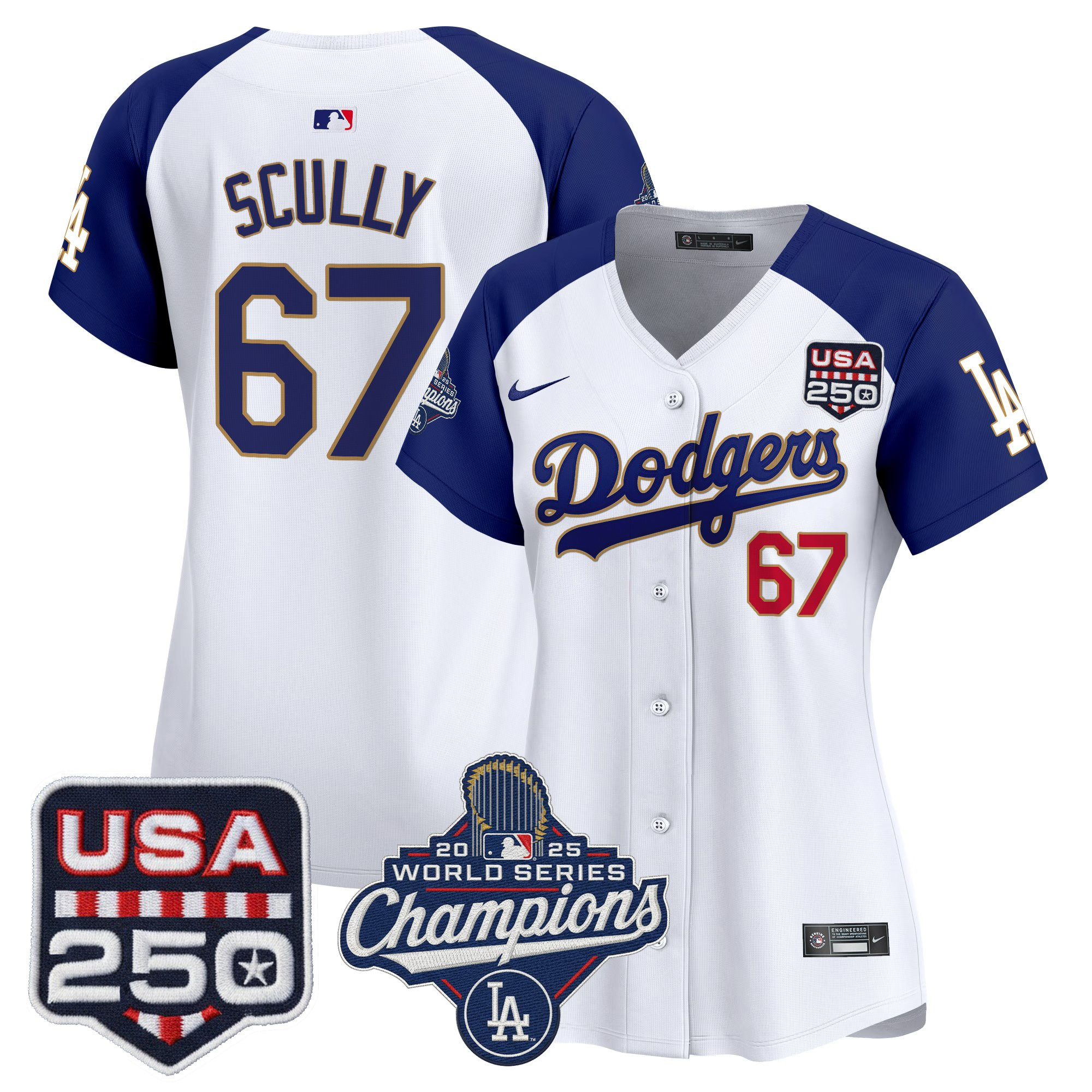 Women's Dodgers 2025 World Series Champions & 250America Patch Vapor Premier Limited Jersey - All Stitched - Image 46