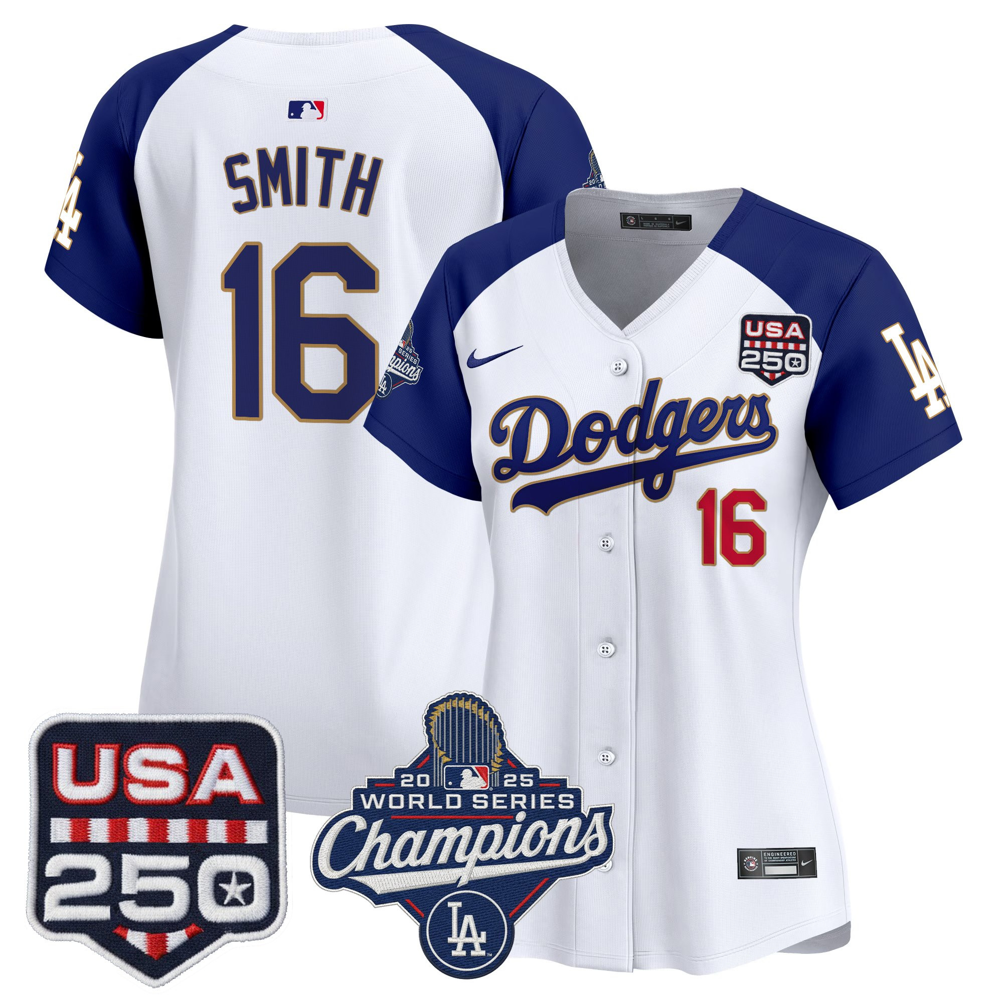 Women's Dodgers 2025 World Series Champions & 250America Patch Vapor Premier Limited Jersey - All Stitched - Image 47