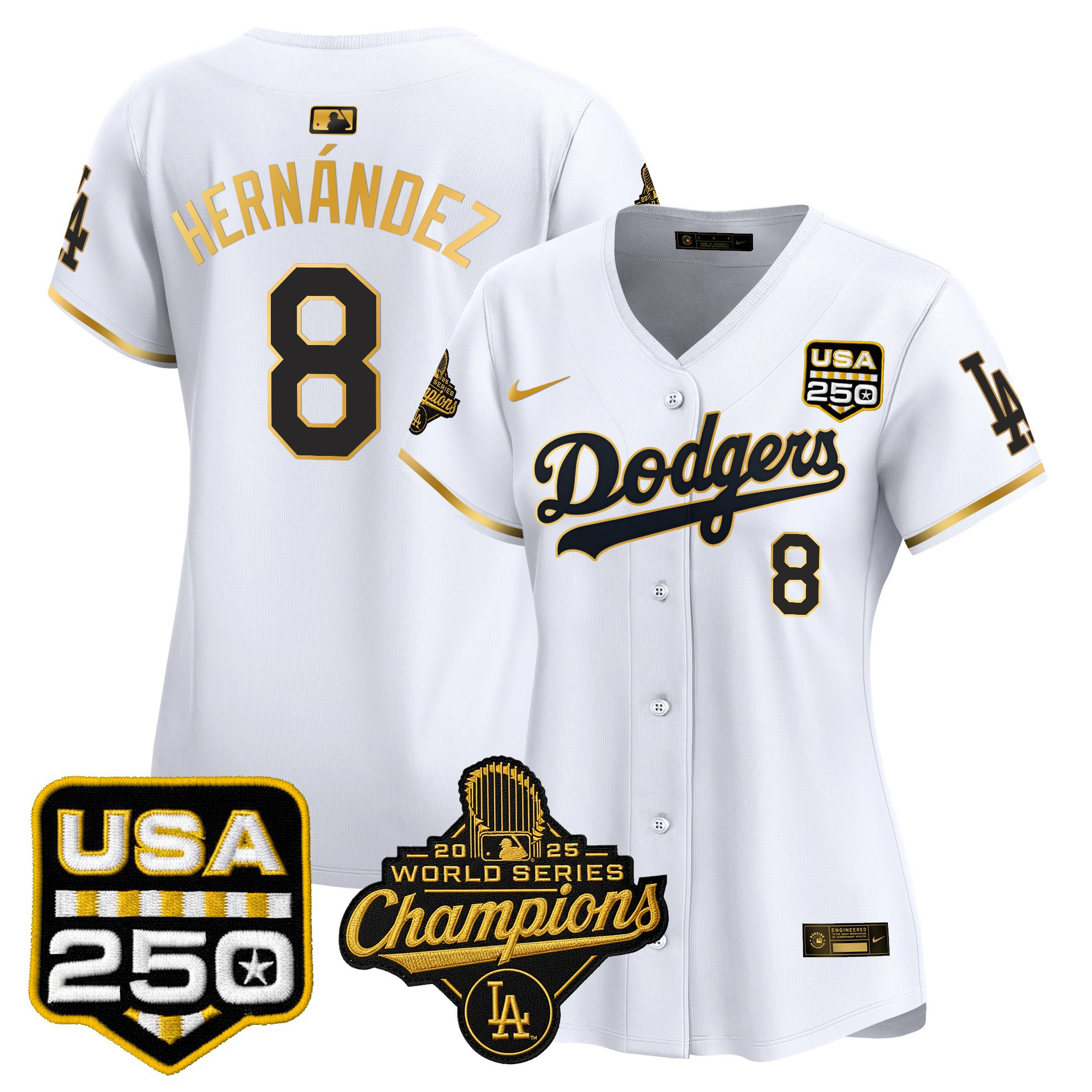 Women's Dodgers 2025 World Series Champions & 250America Patch Vapor Premier Limited Jersey - All Stitched - Image 18