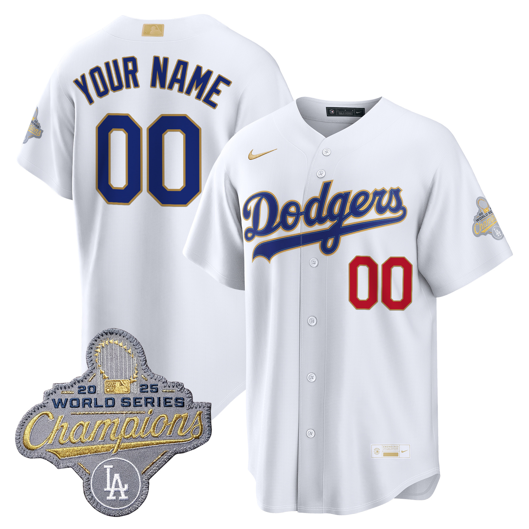 Los Angeles Dodgers "Gold Collection" Premier Limited Custom Jersey - All Stitched - Image 2