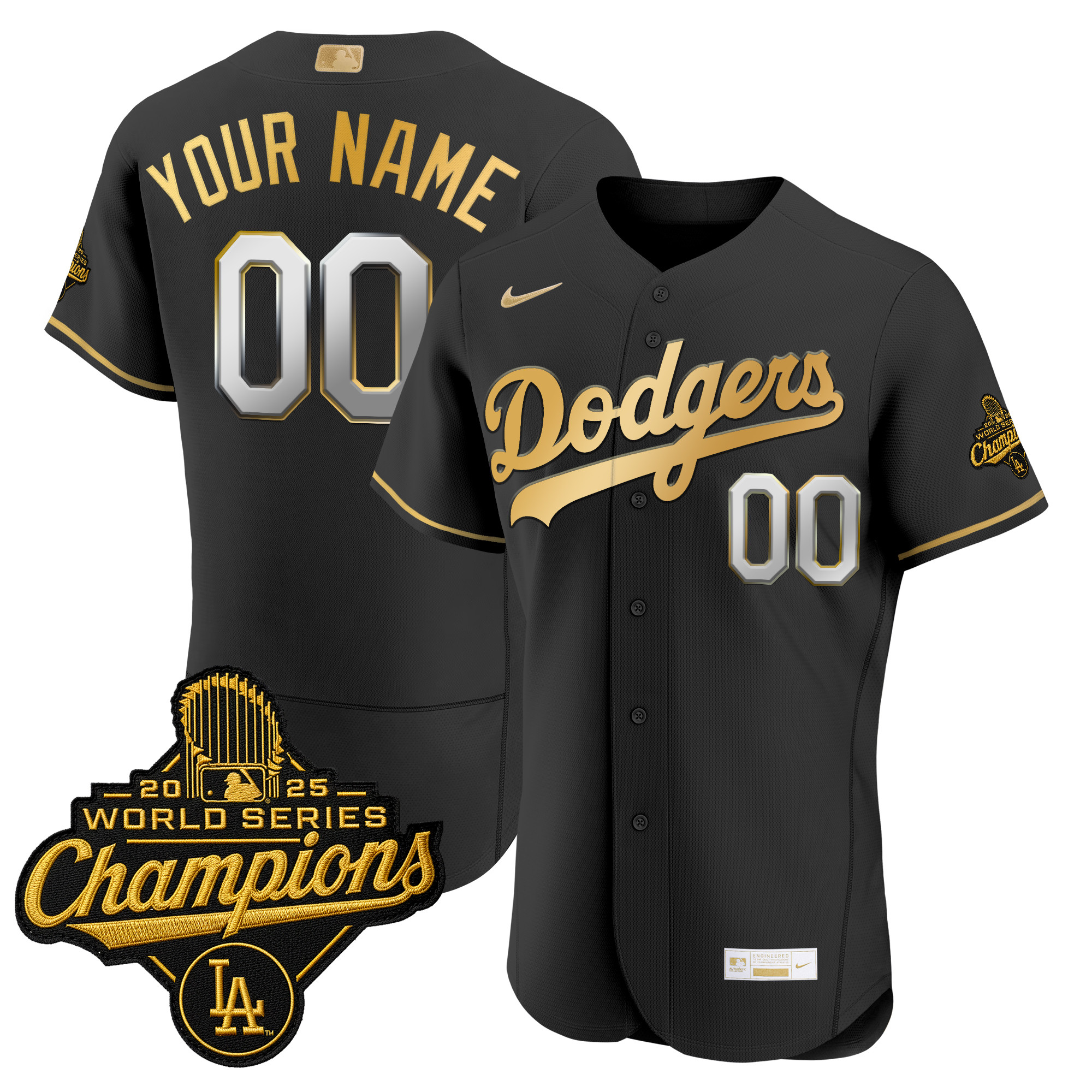 Los Angeles Dodgers "Gold Collection" Premier Elite Custom Jersey - All Stitched - Image 4