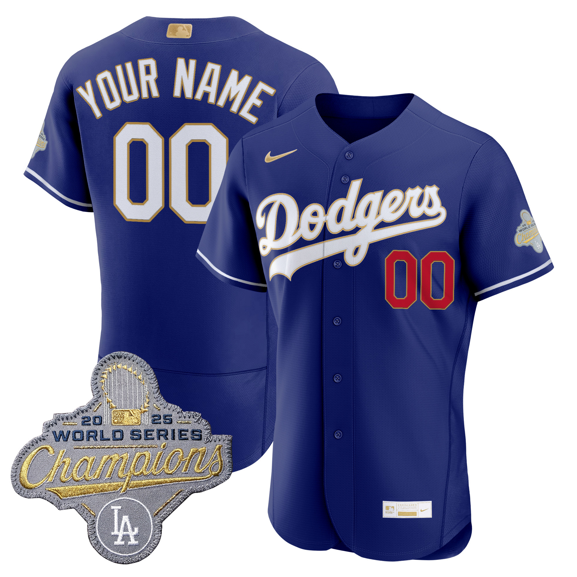 Los Angeles Dodgers "Gold Collection" Premier Elite Custom Jersey - All Stitched - Image 2